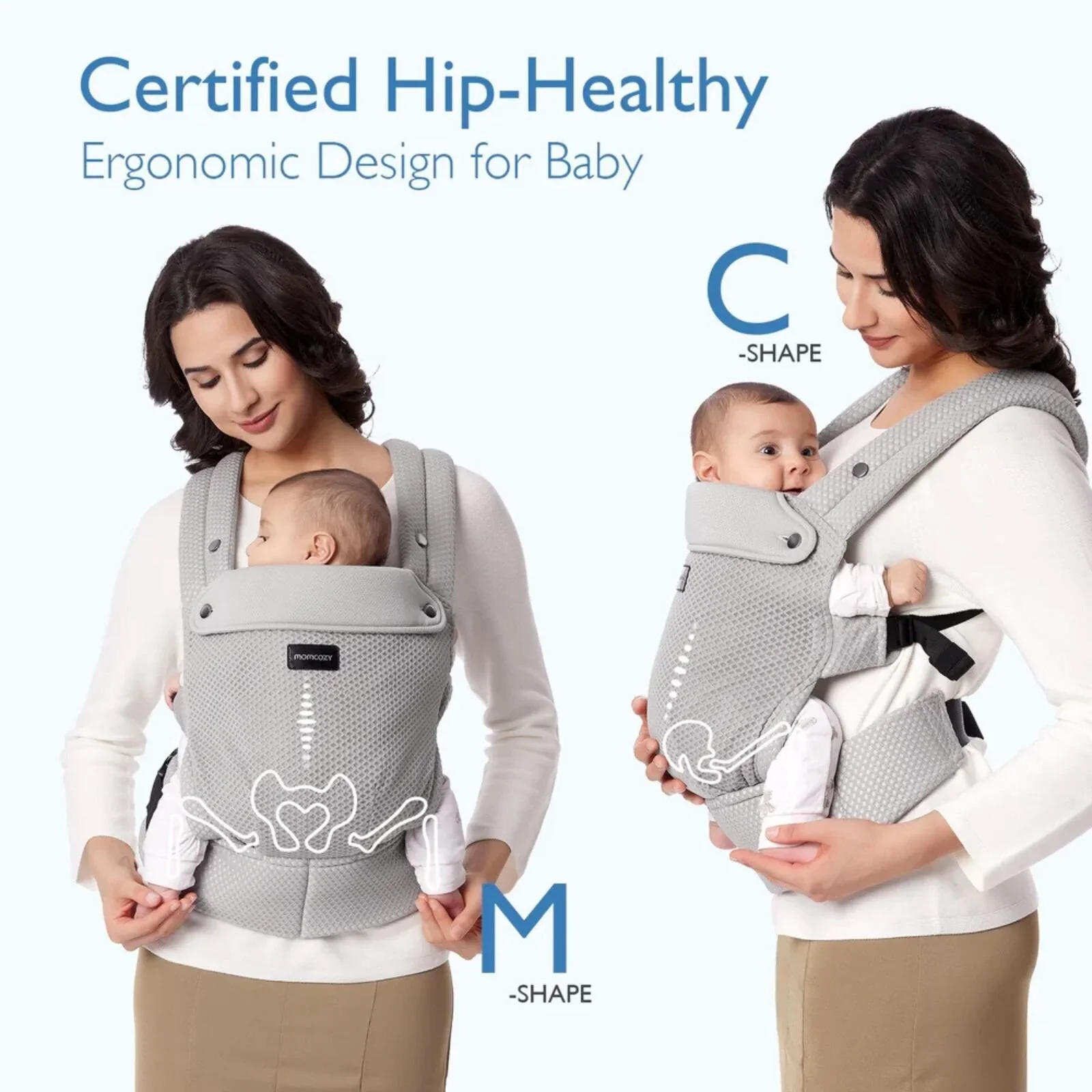 Momcozy Baby Carrier Newborn to Toddler Air Mesh - Grey - Image 4
