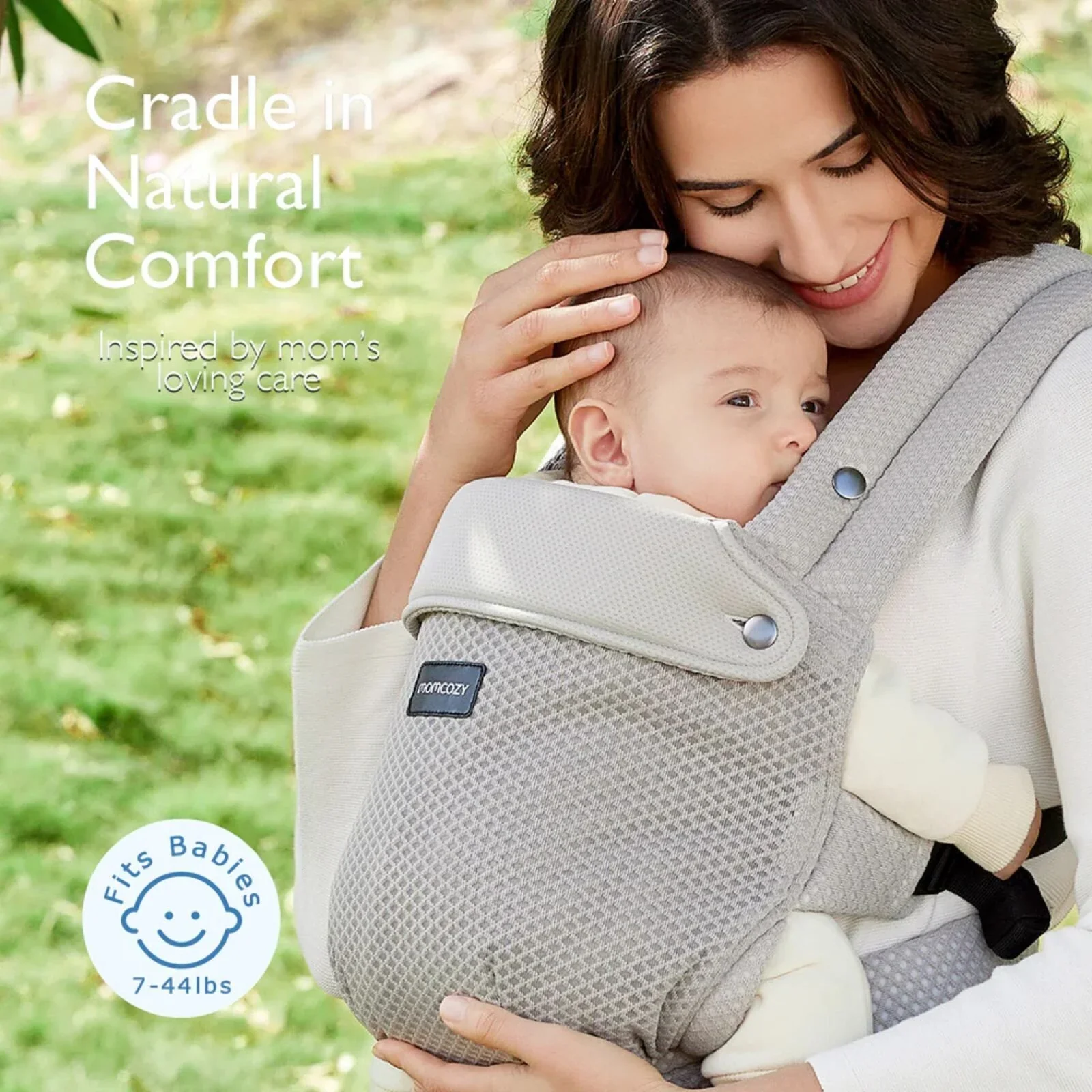 Momcozy Baby Carrier Newborn to Toddler Air Mesh - Grey - Image 7