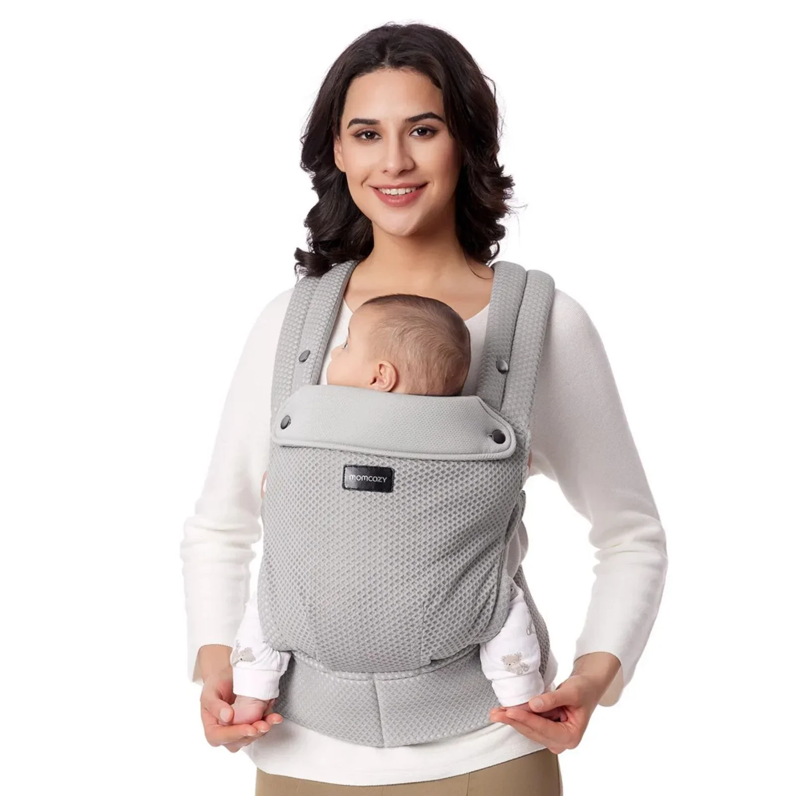 Momcozy Baby Carrier Newborn to Toddler Air Mesh - Grey - Image 8