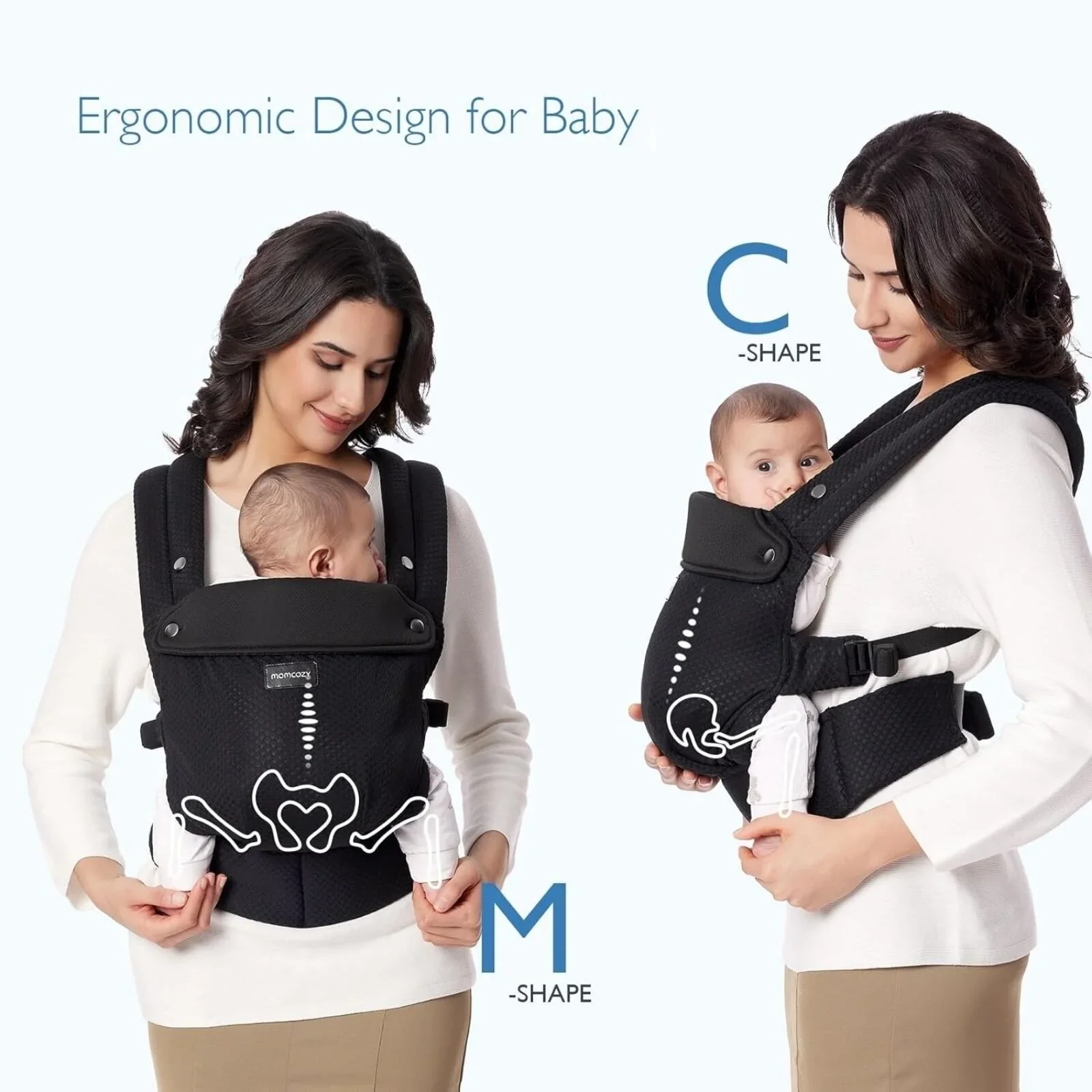 Momcozy Baby Carrier Newborn to Toddler Air Mesh - Black - Image 4