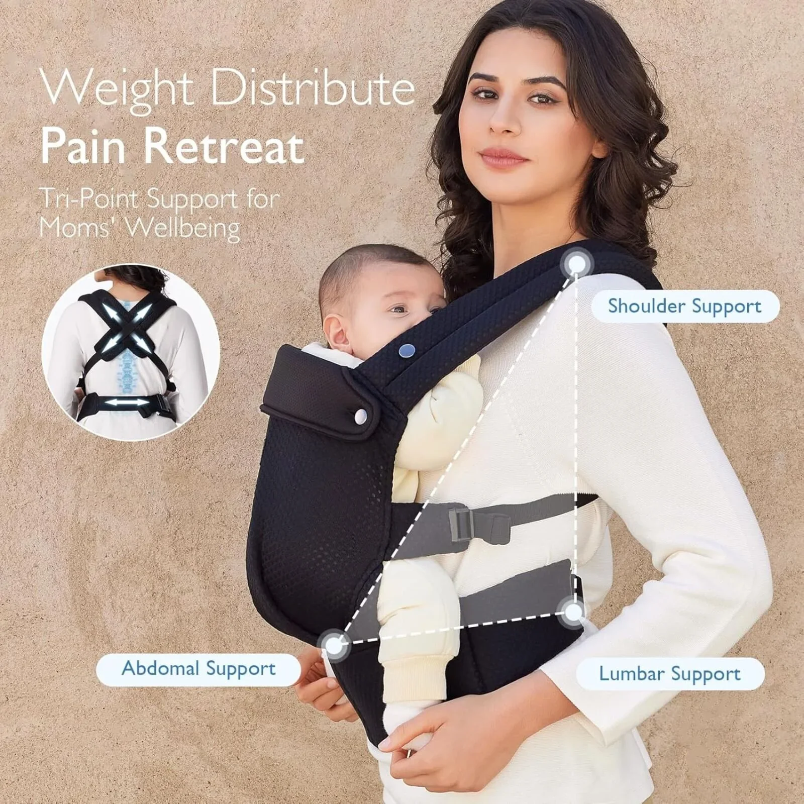 Momcozy Baby Carrier Newborn to Toddler Air Mesh - Black - Image 6