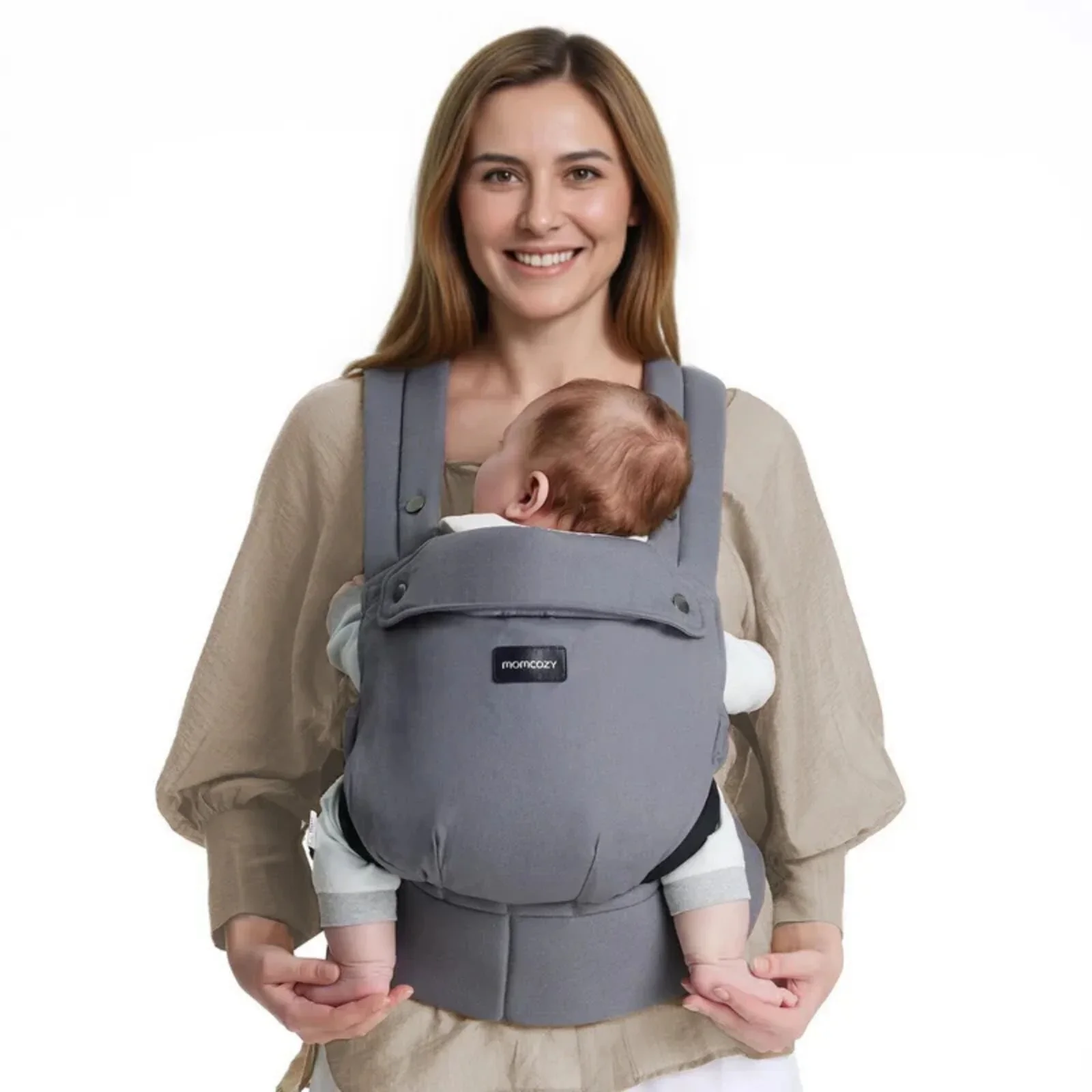 Momcozy Baby Carrier Newborn to Toddler Cotton - Grey - Image 5
