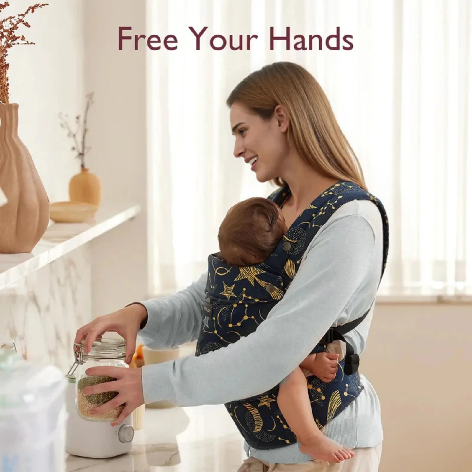 Momcozy Baby Carrier Newborn to Toddler Cotton - Starry Night - Image 6