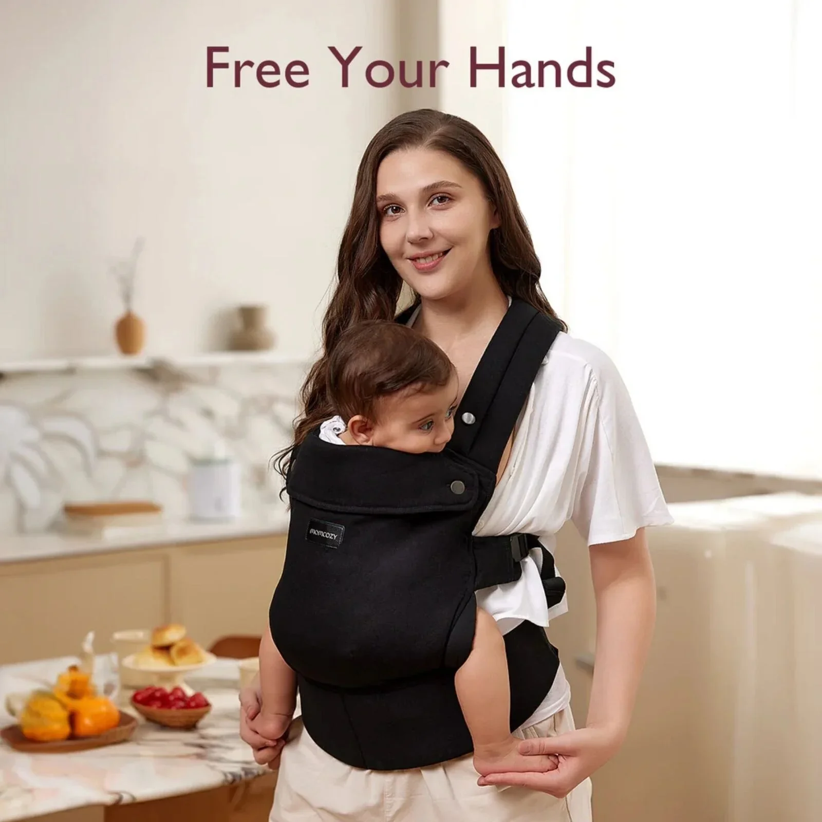 Momcozy Baby Carrier Newborn to Toddler Cotton - Black - Image 3