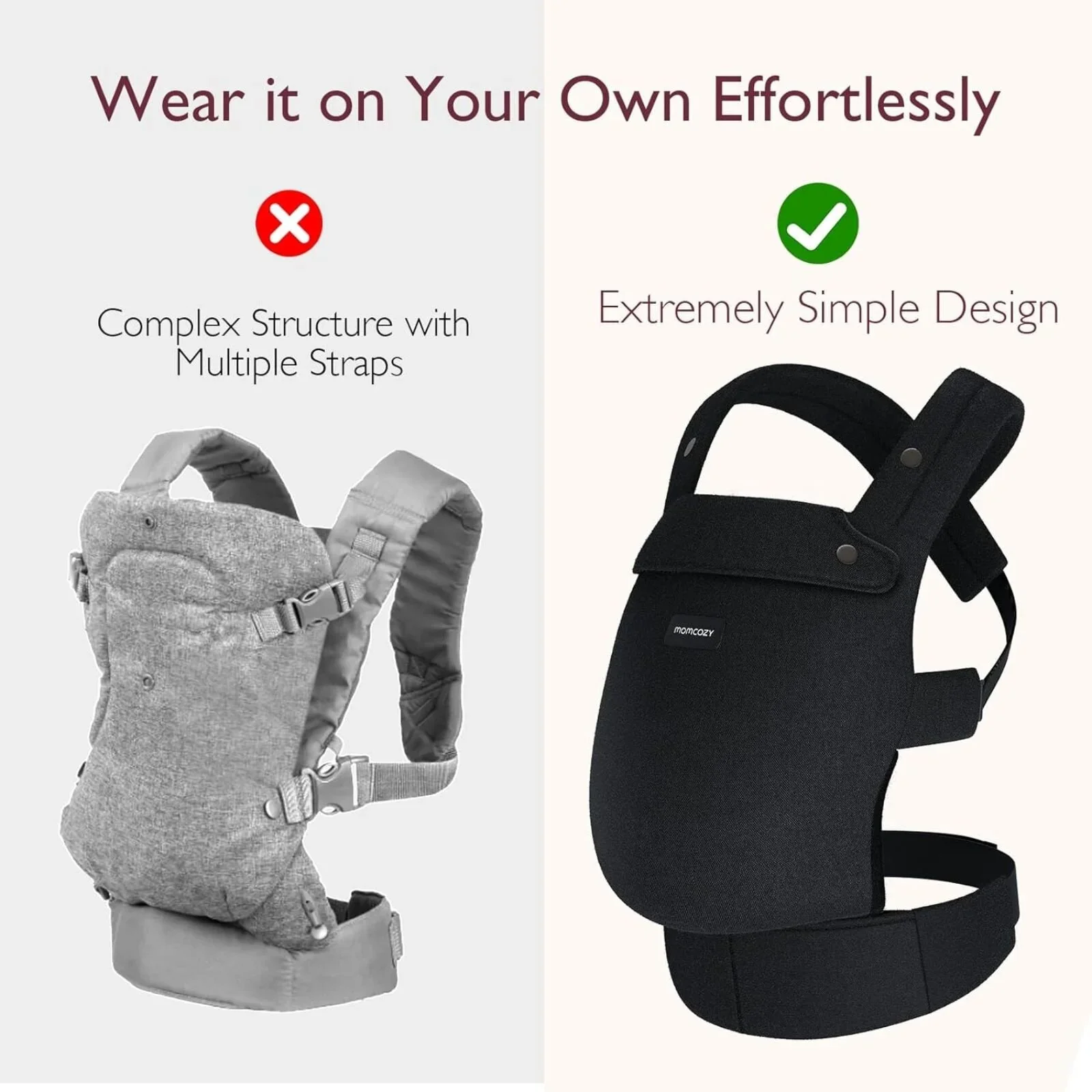 Momcozy Baby Carrier Newborn to Toddler Cotton - Black - Image 8