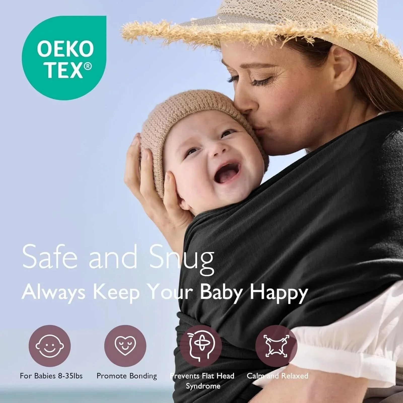 Momcozy Baby Wrap Carrier - Black - Image 13