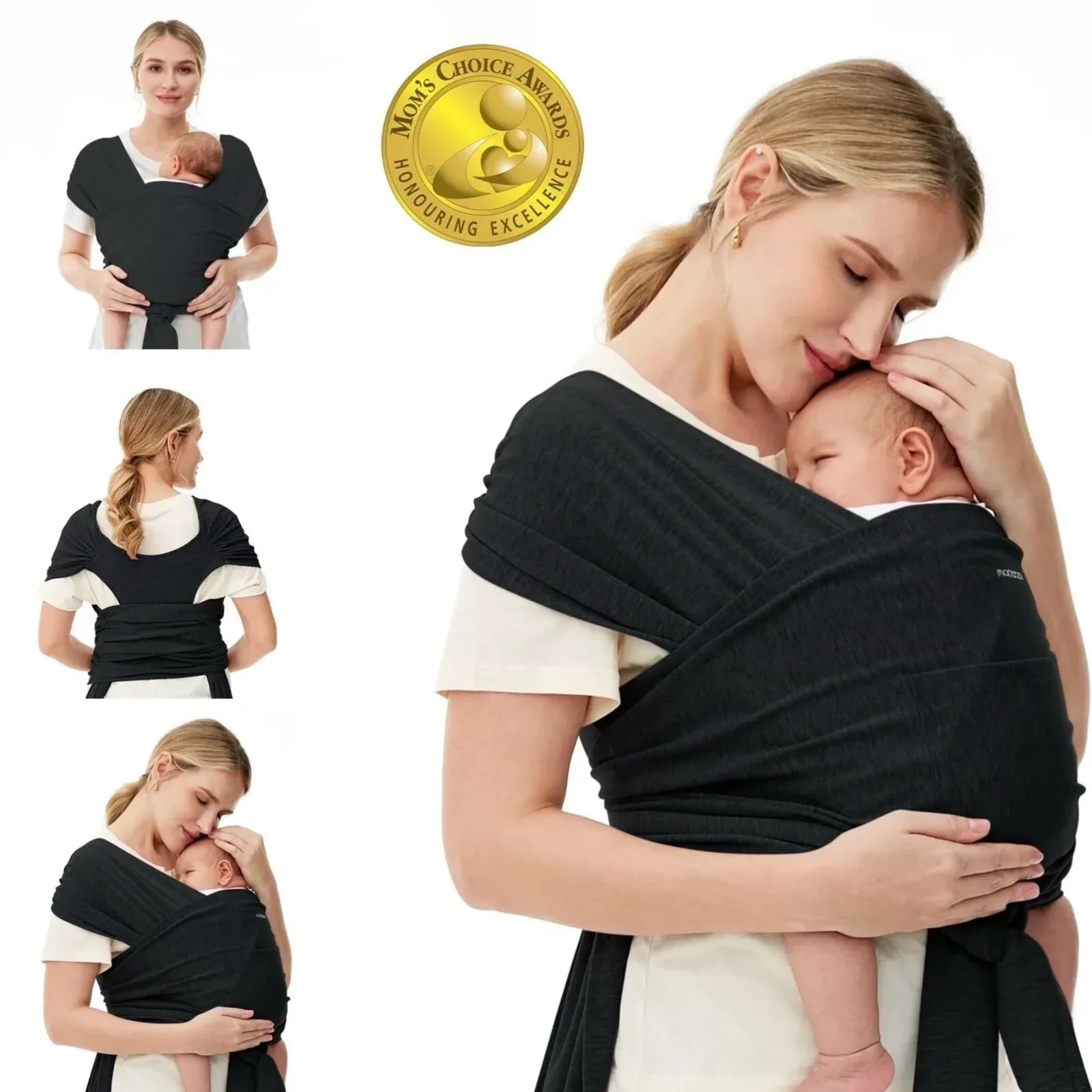 Momcozy Baby Wrap Carrier - Black - Image 5
