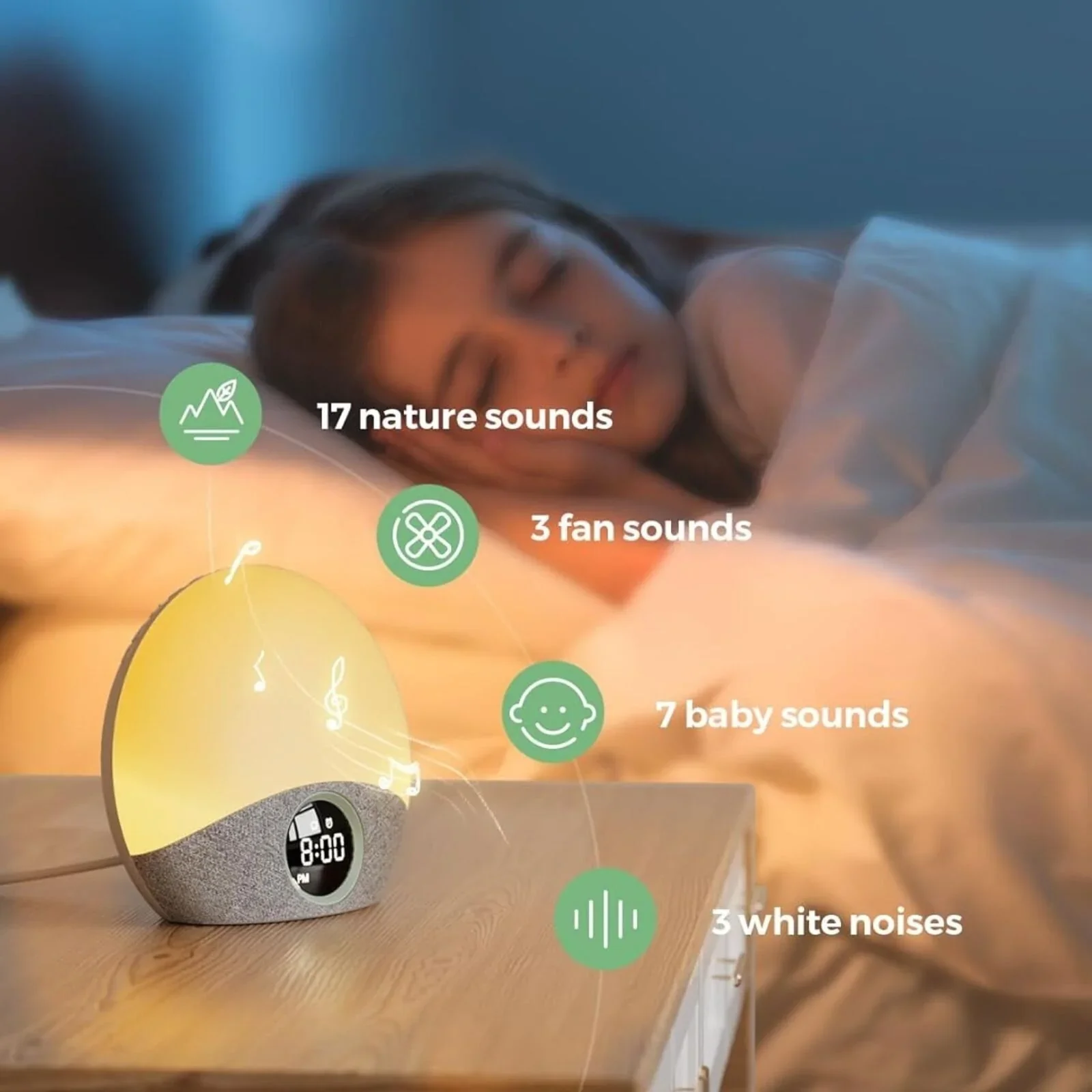 Momcozy Sunrise Echo Sound Machine Nightlight & Alarm Clock - Image 4