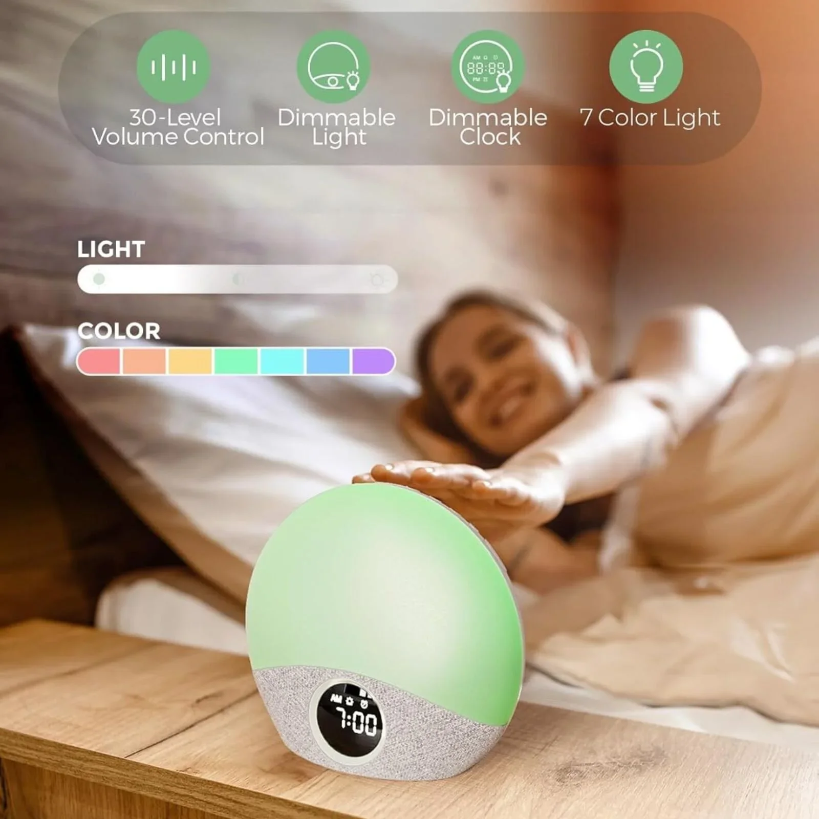 Momcozy Sunrise Echo Sound Machine Nightlight & Alarm Clock - Image 6