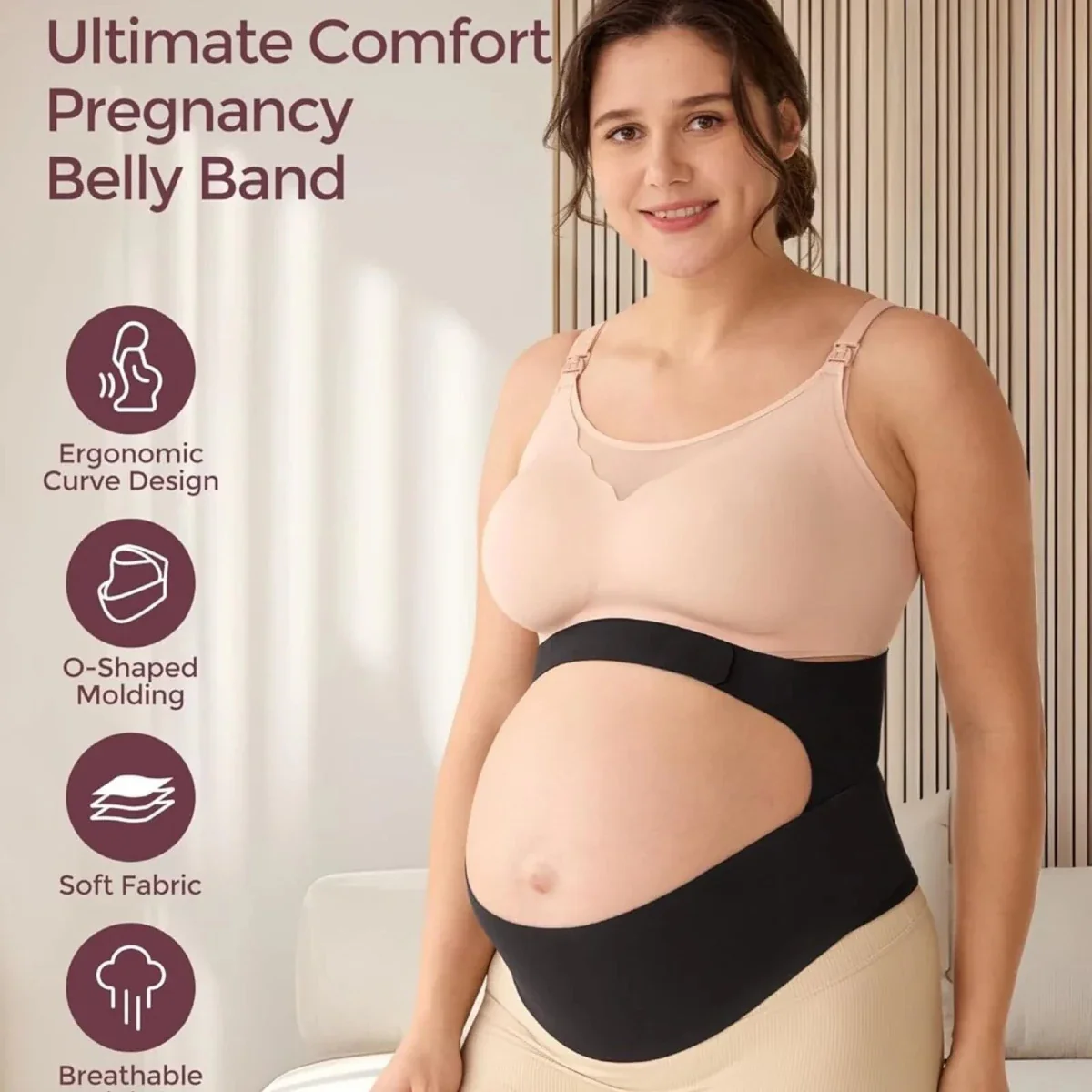 Momcozy Ergonest Maternity Belly Band L - Black - Image 3