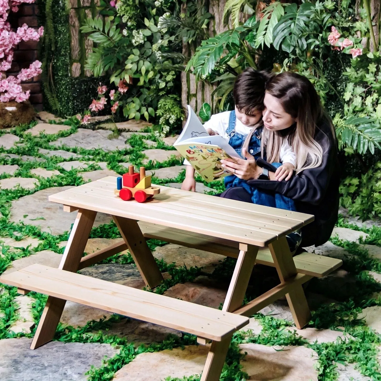 Montessori Wooden Mini Picnic Table - Image 4