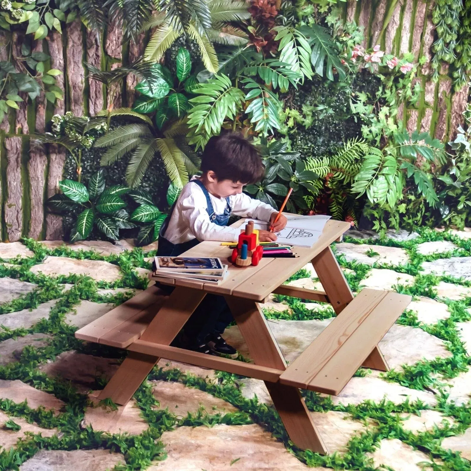 Montessori Wooden Mini Picnic Table - Image 5