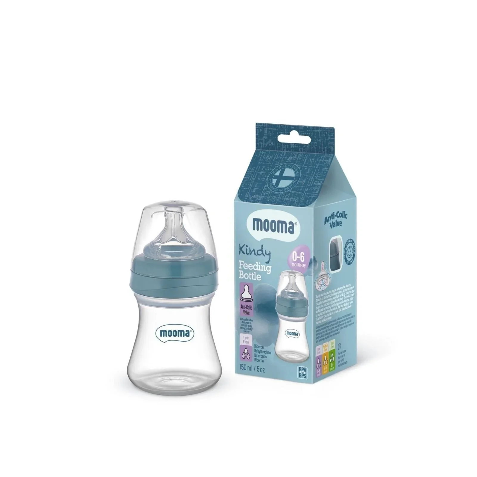 Mooma Kindy Feeding Bottle Starter Set - Ball Blue - Image 2
