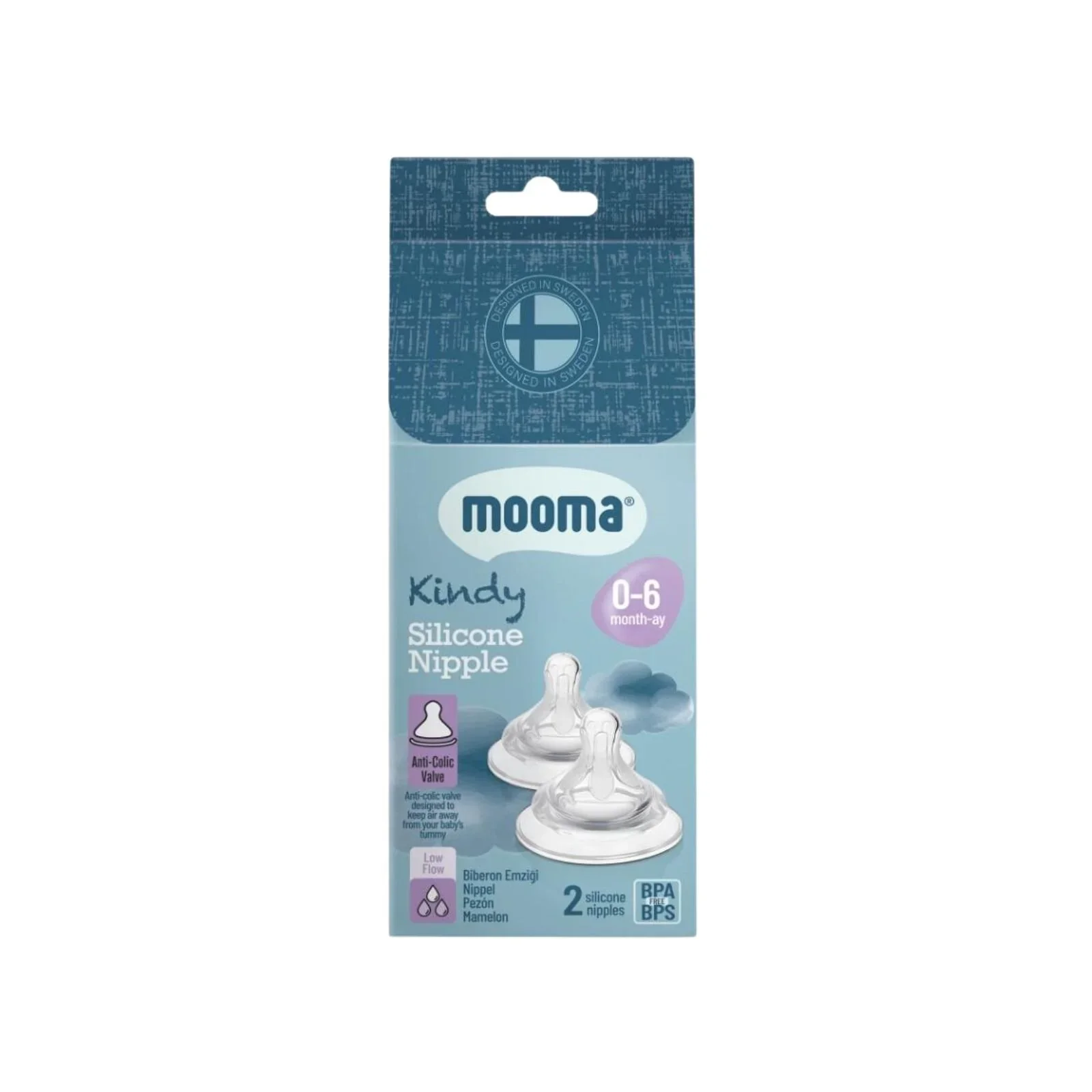Mooma Kindy Silicone Teats Slow Flow 0-6 months Pack of 2 - Image 4