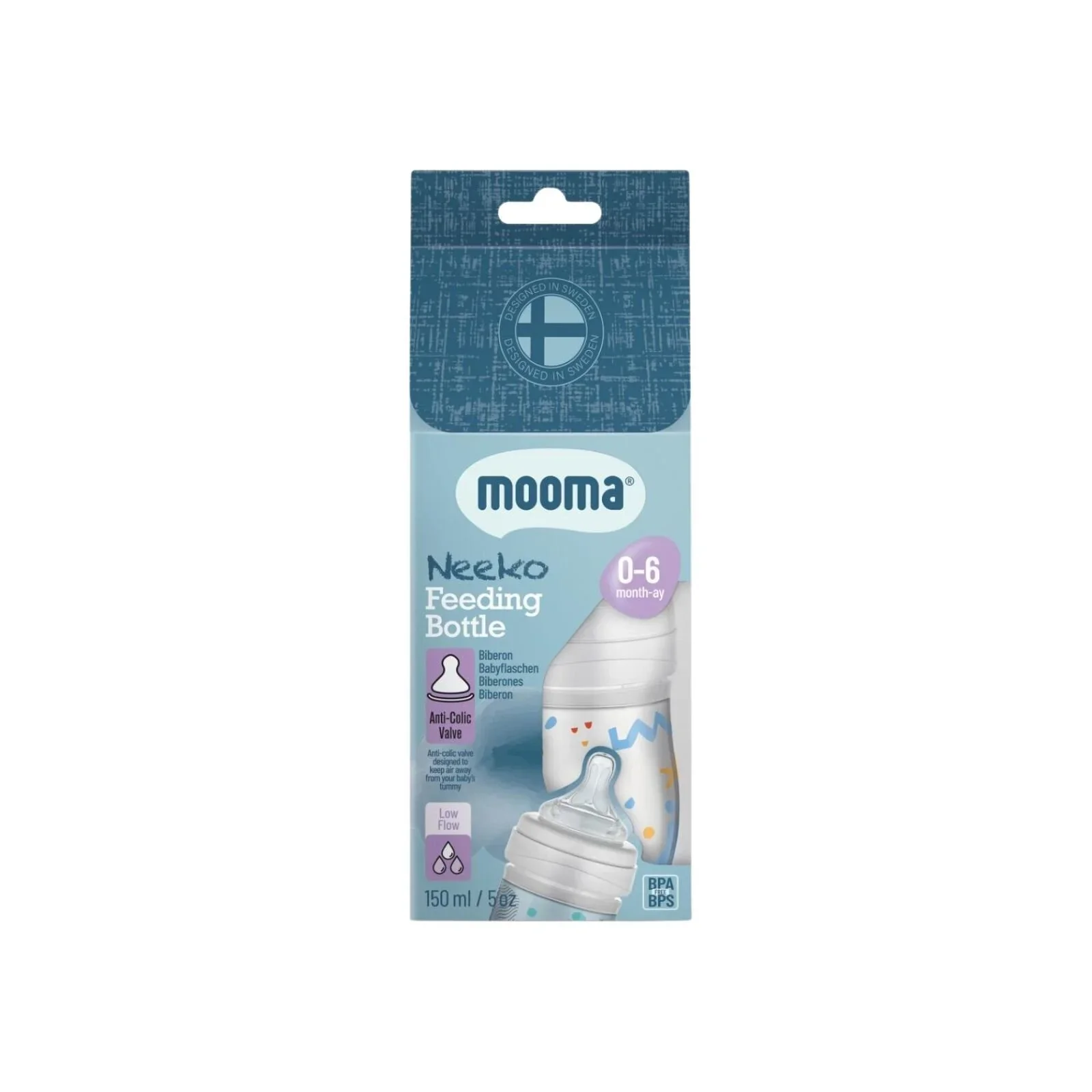 Mooma Neeko Bottle Slow Flow 0-6 months 150ml - Confetti - Image 3