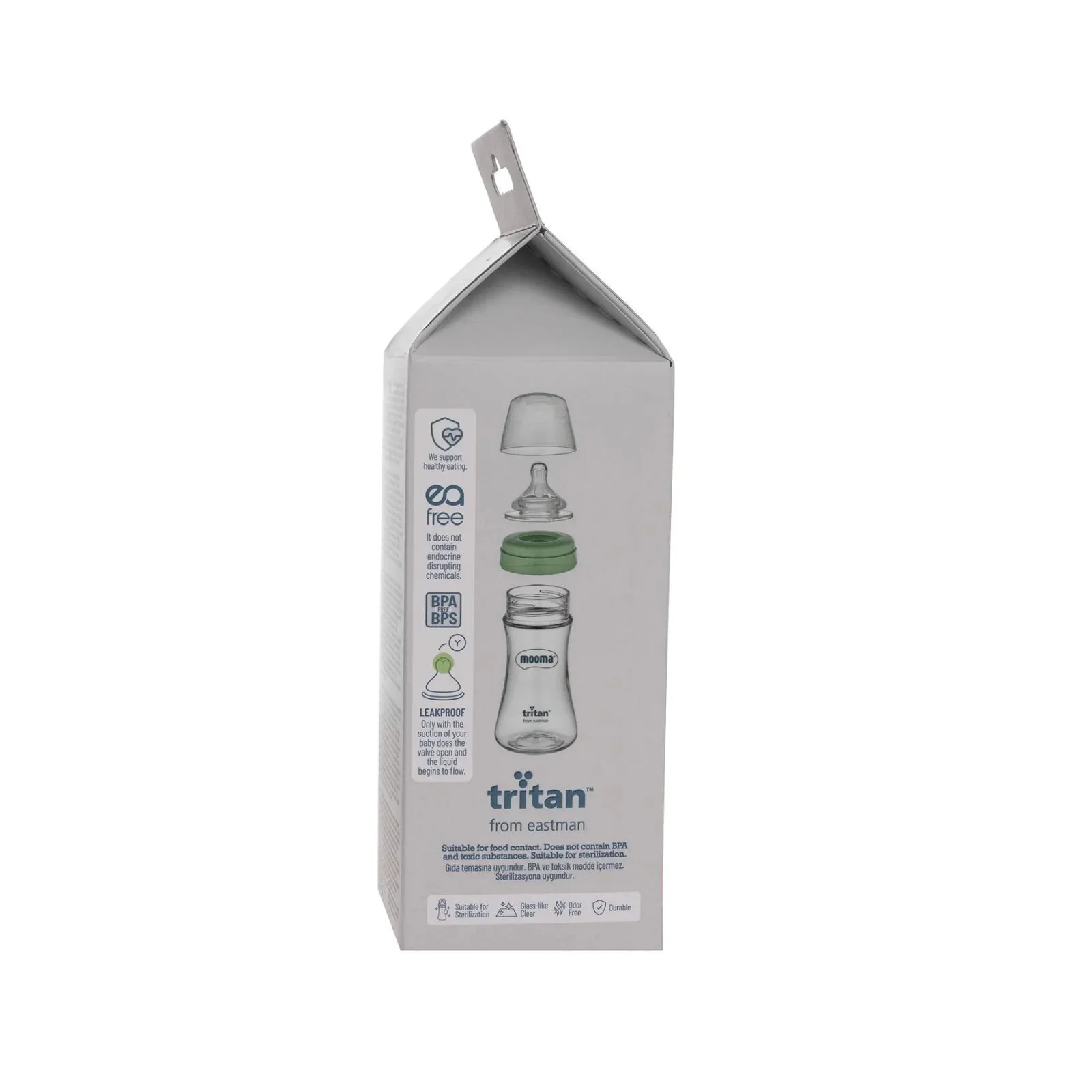 Mooma Neutra Tritan Bottle Fast Flow 18+ months 250ml - Sage Green - Image 5