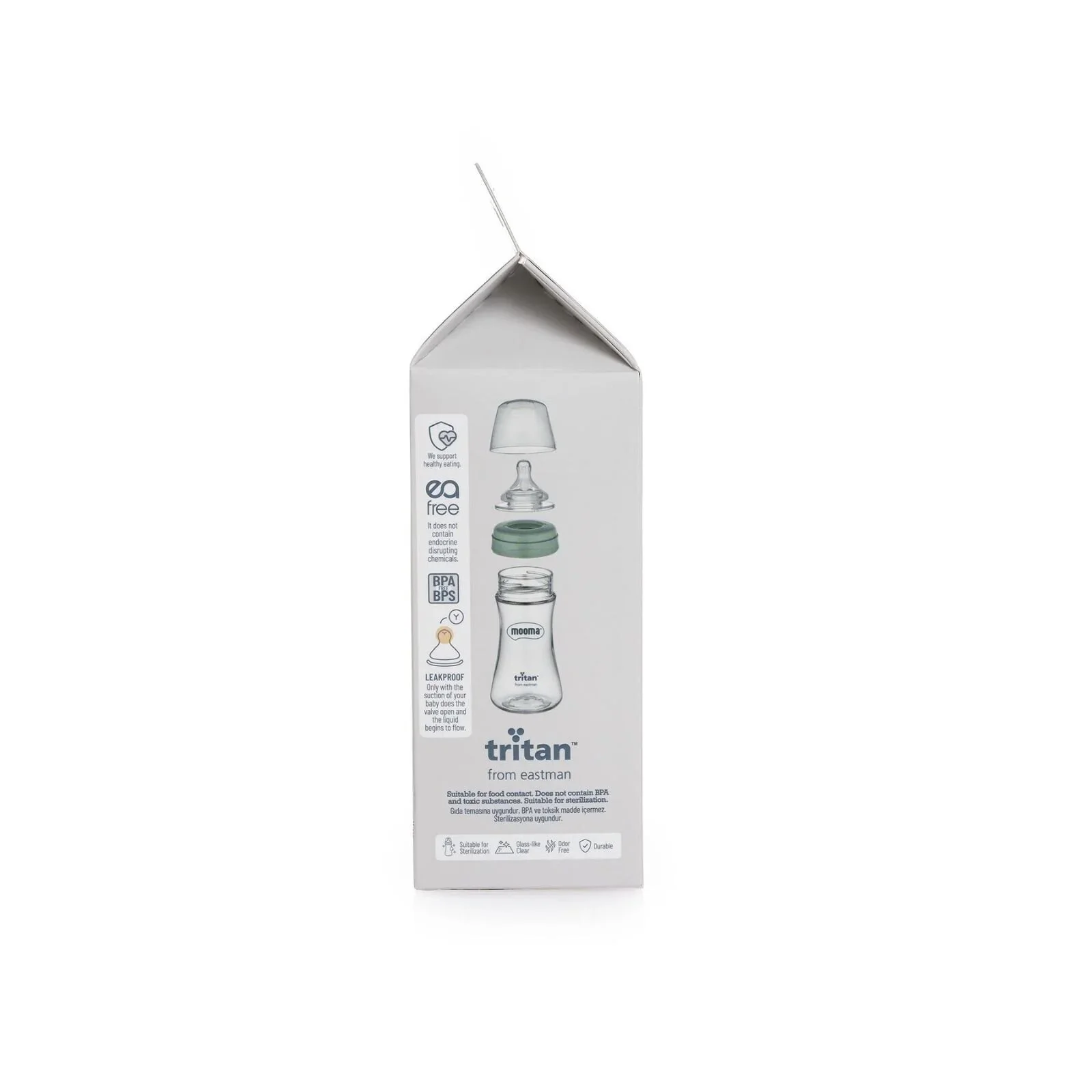 Mooma Neutra Tritan Bottle Medium Flow 6-18 months 250ml - Sage Green - Image 5