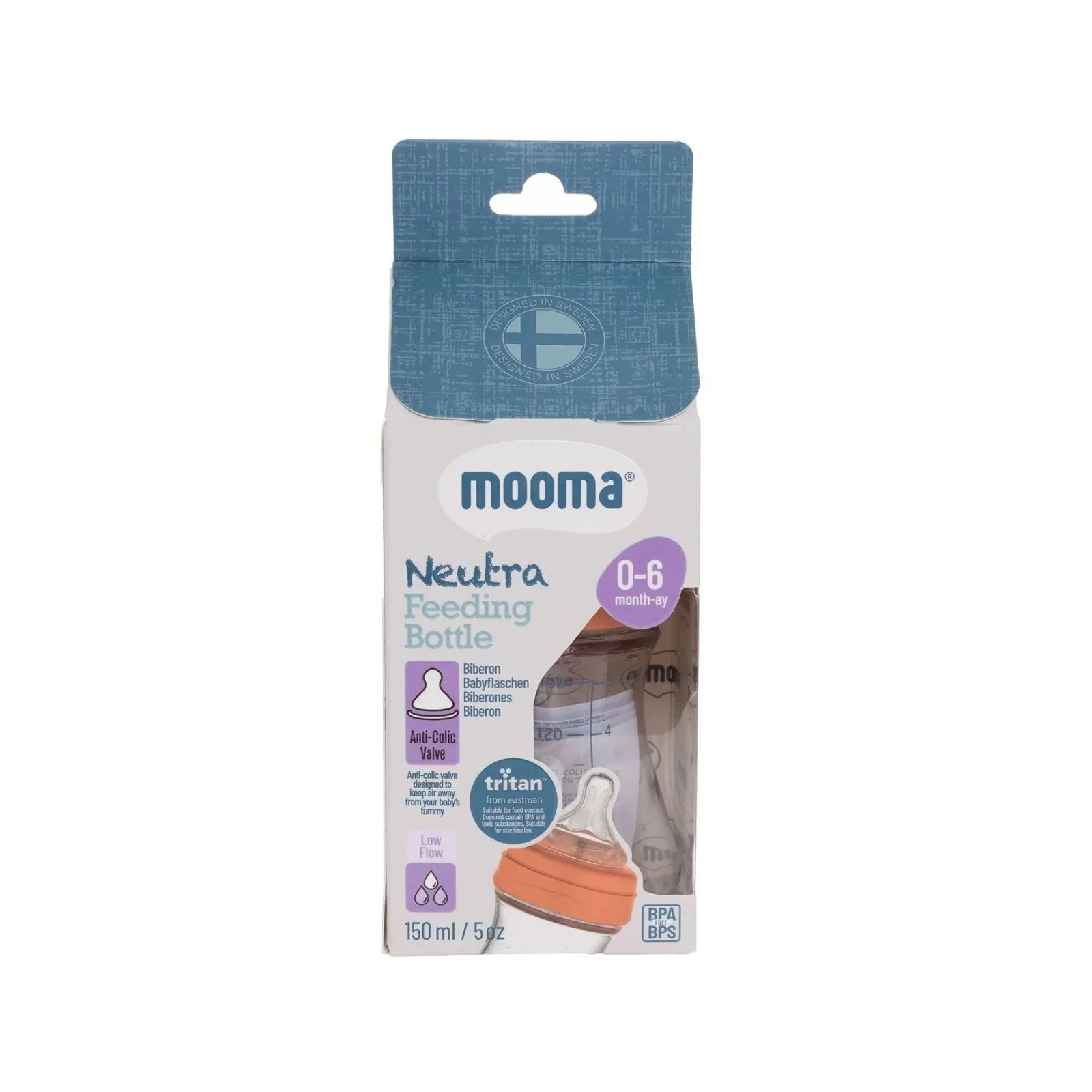 Mooma Neutra Tritan Bottle Slow Flow 0-6 months 150ml - Coral Pink - Image 5