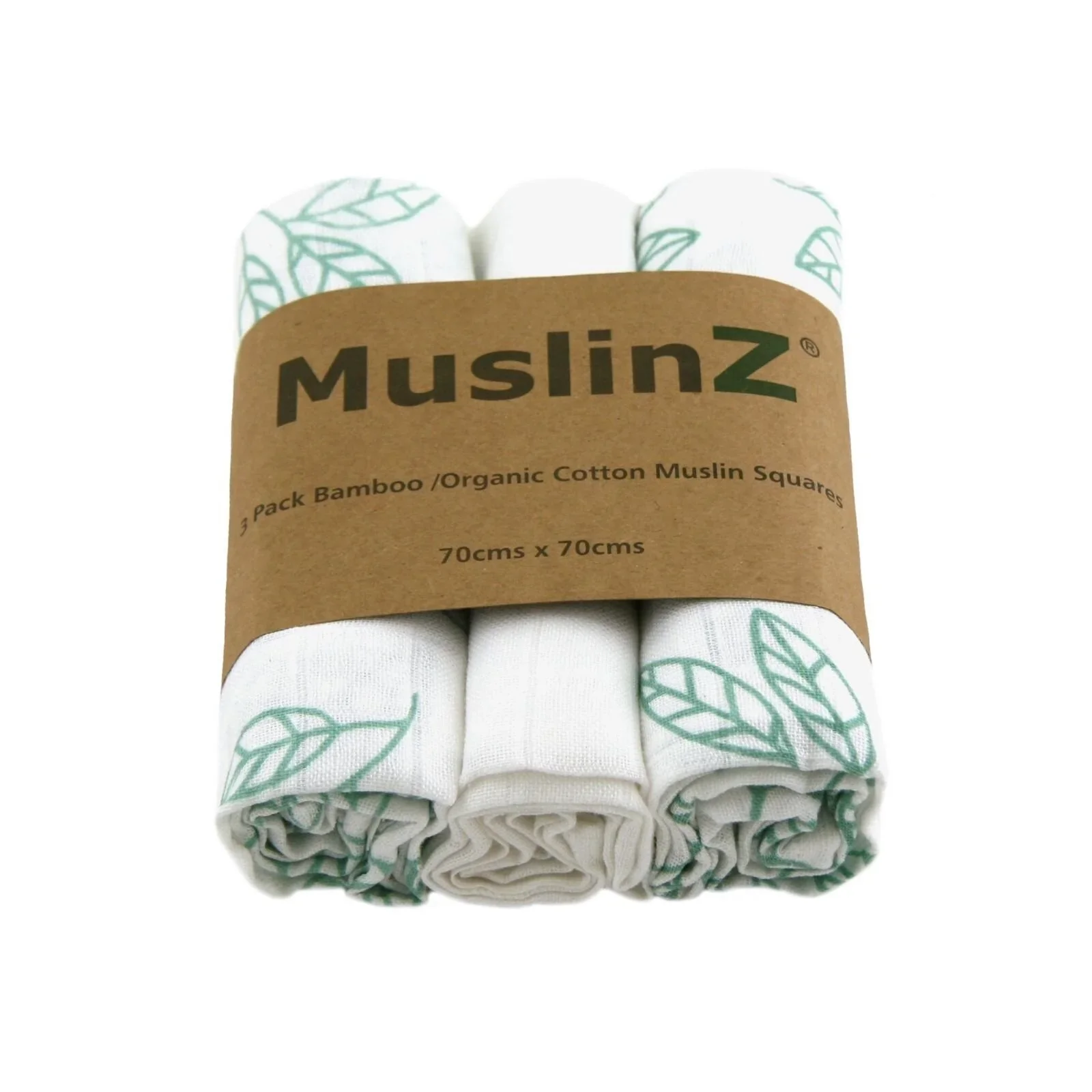 MuslinZ Bamboo/Organic Cotton Muslin Set - Aqua Leaf - Image 2