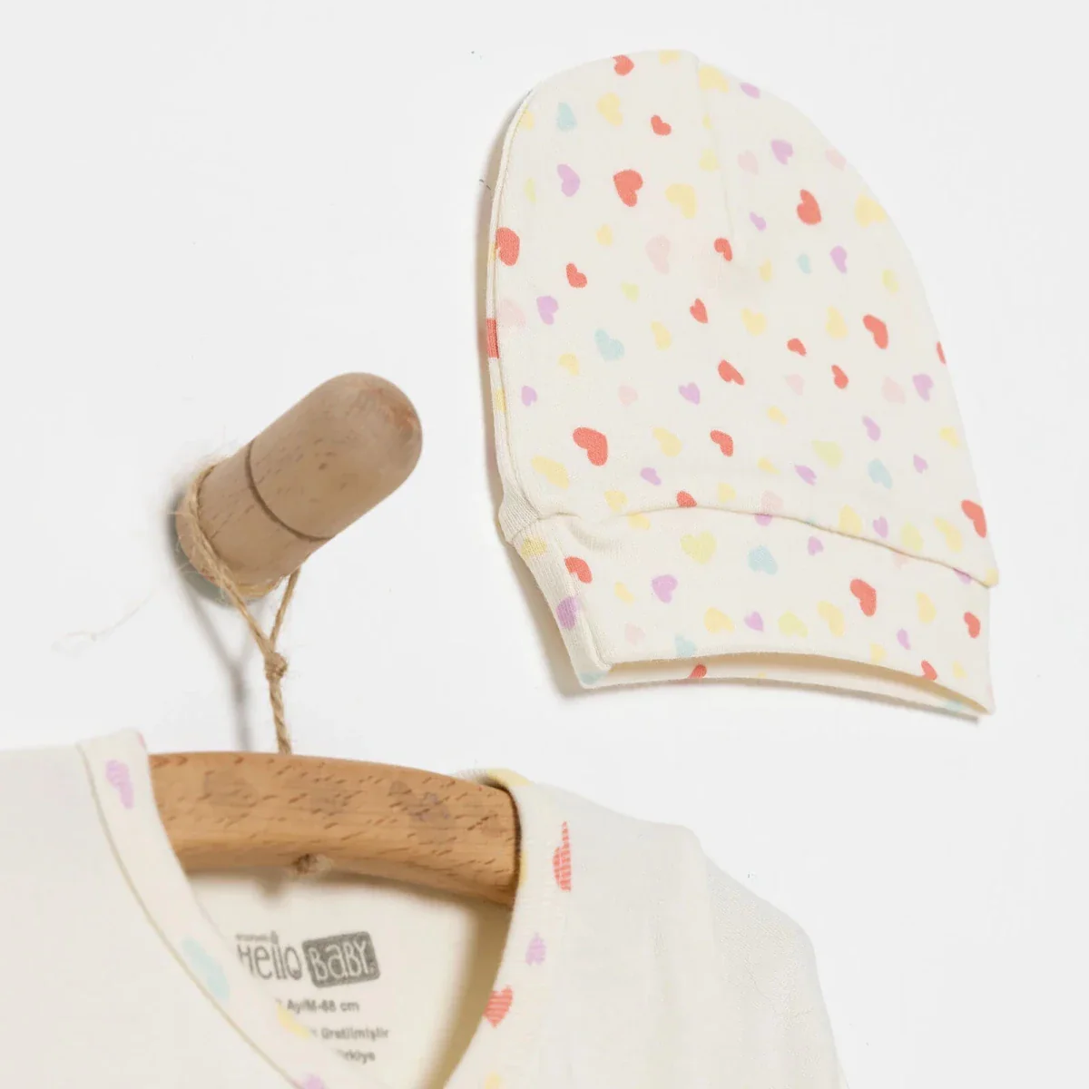 Newborn Baby Girls Onesie-Hat-Booted Bottom 3Pcs - Ecru - Image 3
