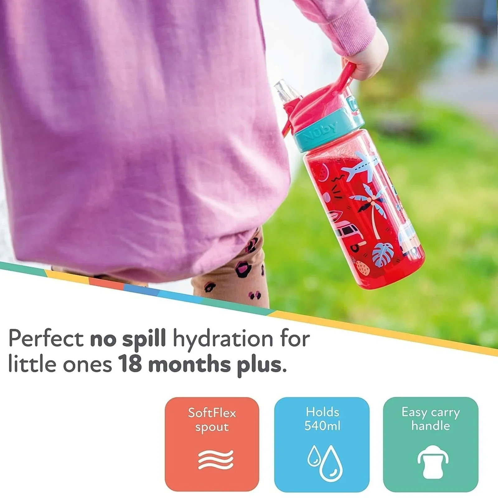 Nuby Super Quench Water Bottle Pack of 1 540ml - Image 4