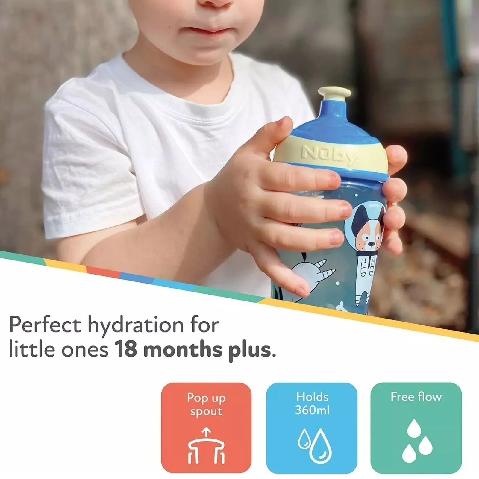 Nuby Super Slurp Water Bottle Pack of 1 360ml - Image 2