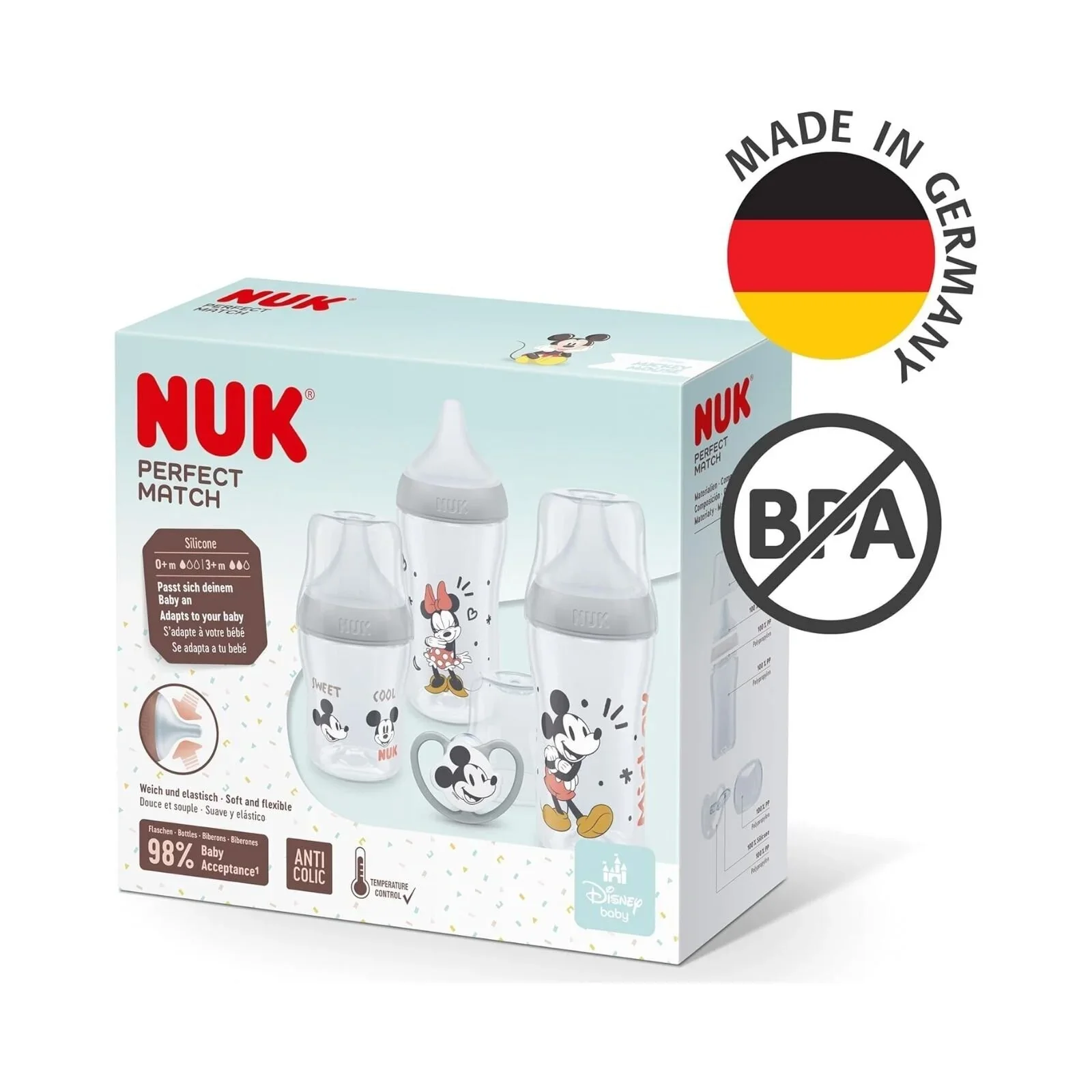 NUK Anti-Colic Perfect Match Starter Set Pack of 4 - Mickey - Image 5