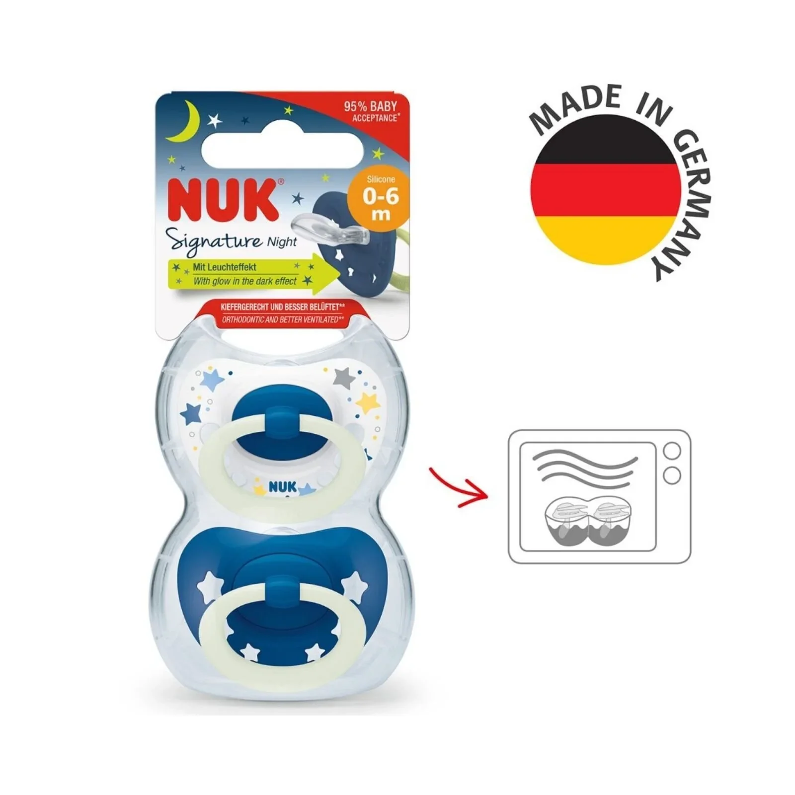 NUK Signature Silicone Soothers 0-6 months - Night Blue - Image 2
