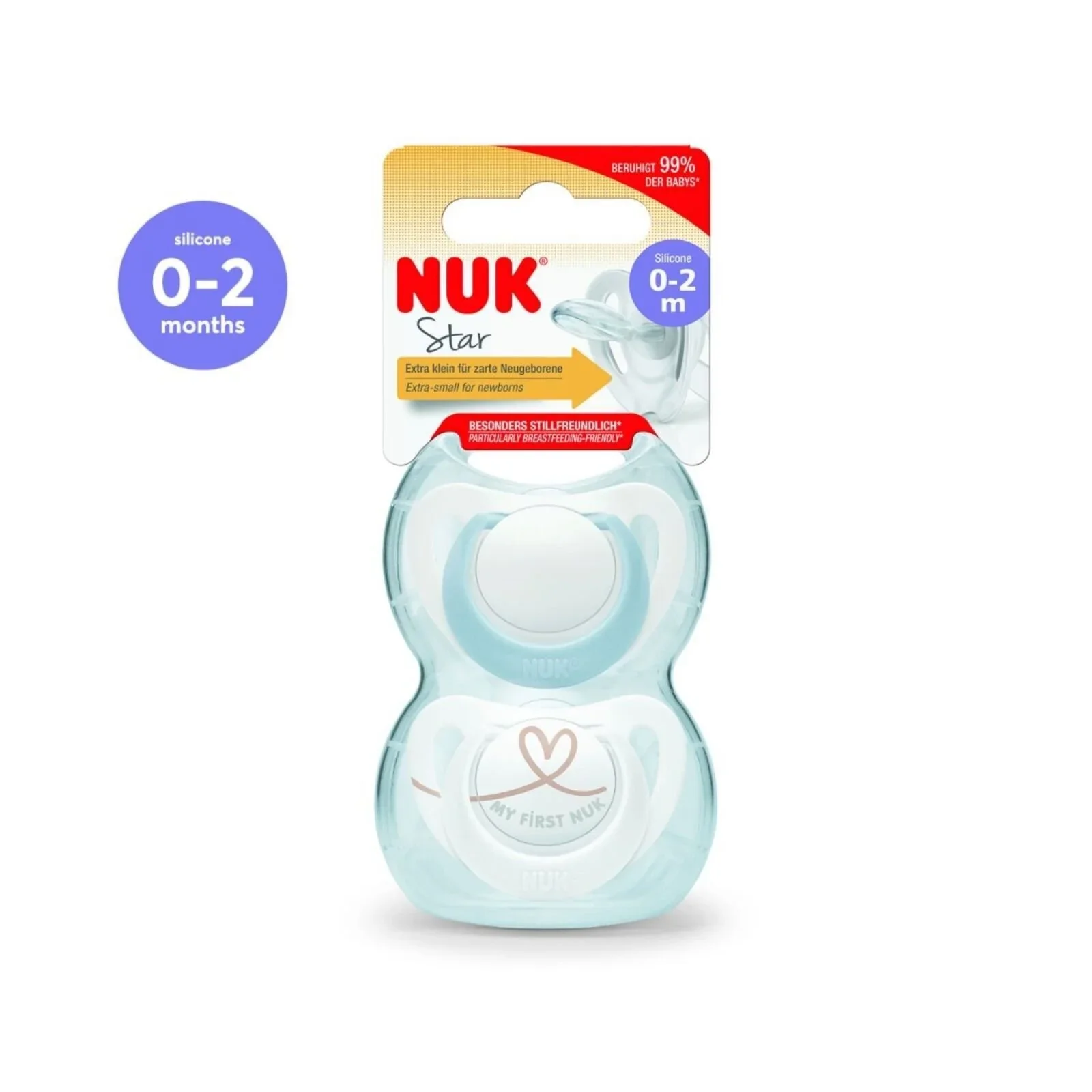 NUK Star Soother 0-2 months Pack of 2 - Blue - Image 2