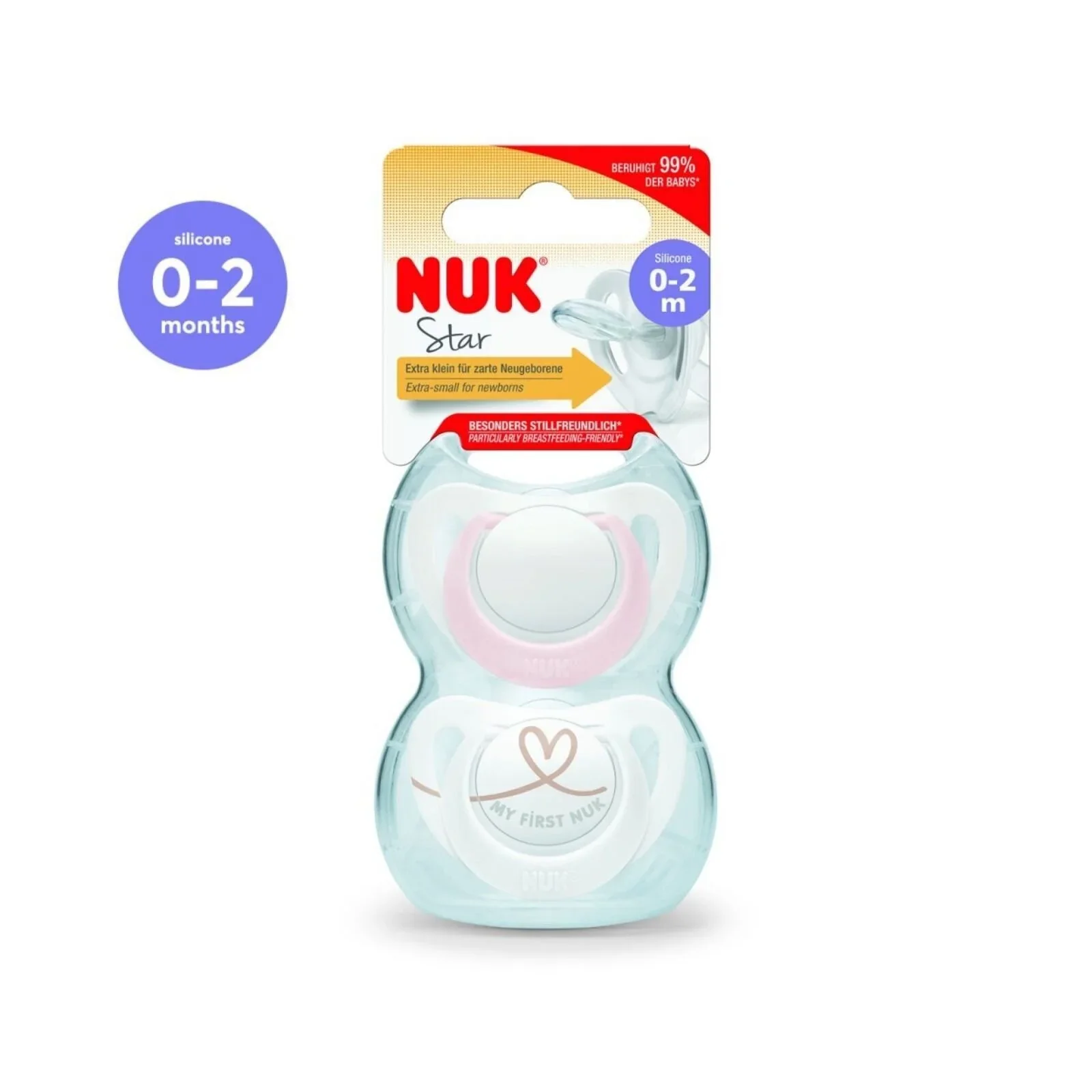 NUK Star Soother 0-2 months Pack of 2 - Pink - Image 2