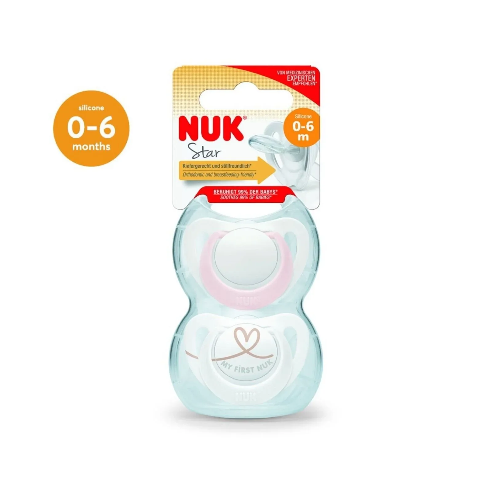 NUK Star Soother 0-6 months Pack of 2 - Pink - Image 2