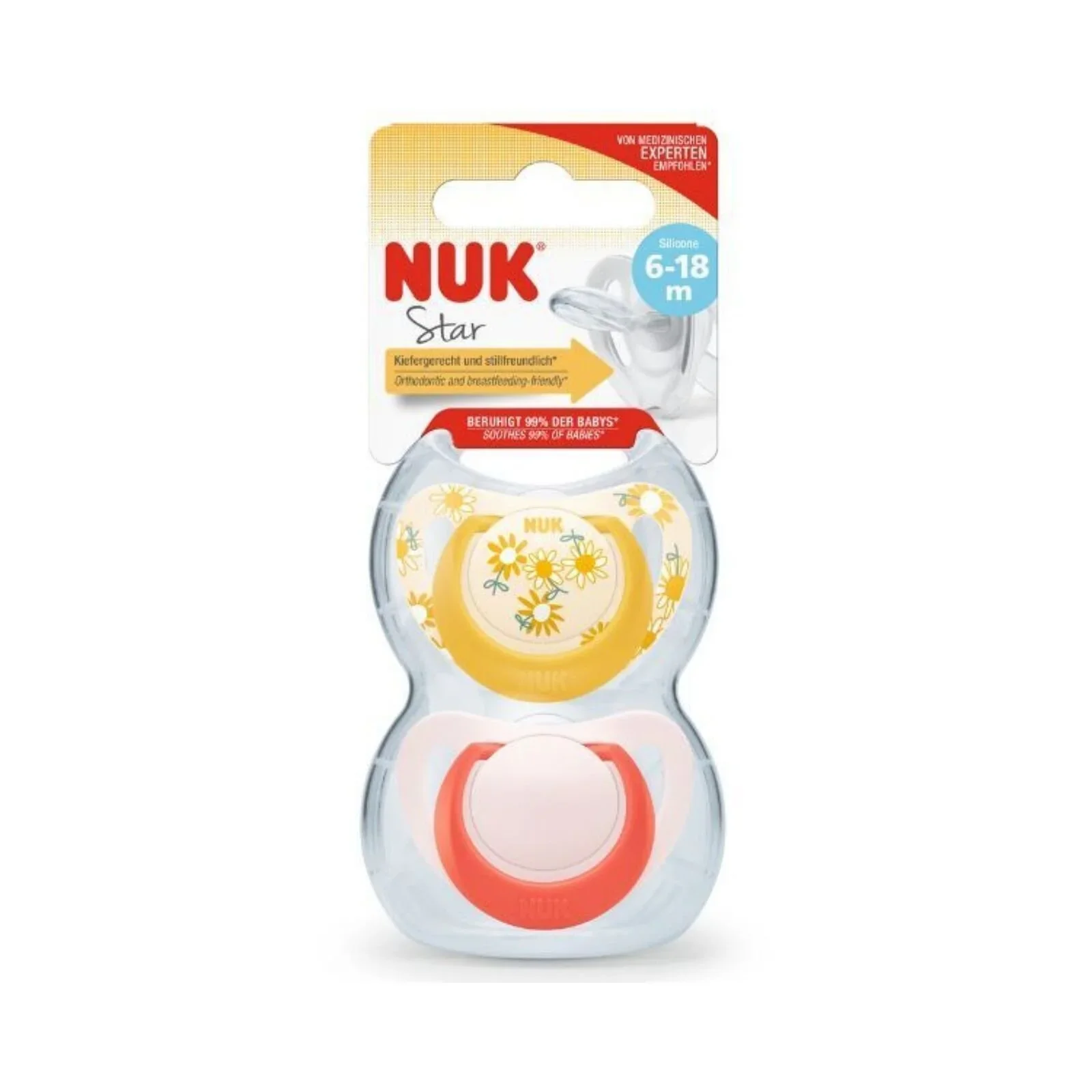 NUK Star Soother 6-18 months Pack of 2 - Red - Image 2