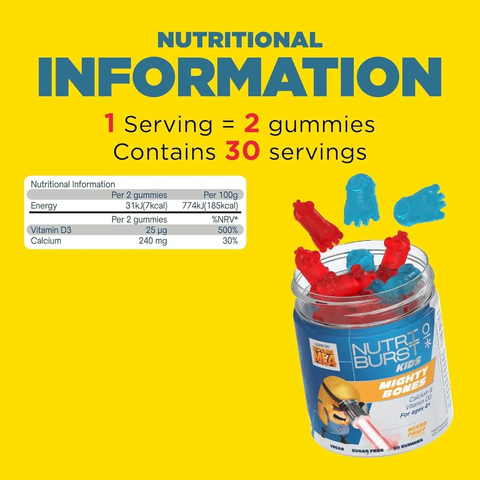 Nutriburst Minions Mighty Bones Vitamins 4+ years 60 pcs - Image 7