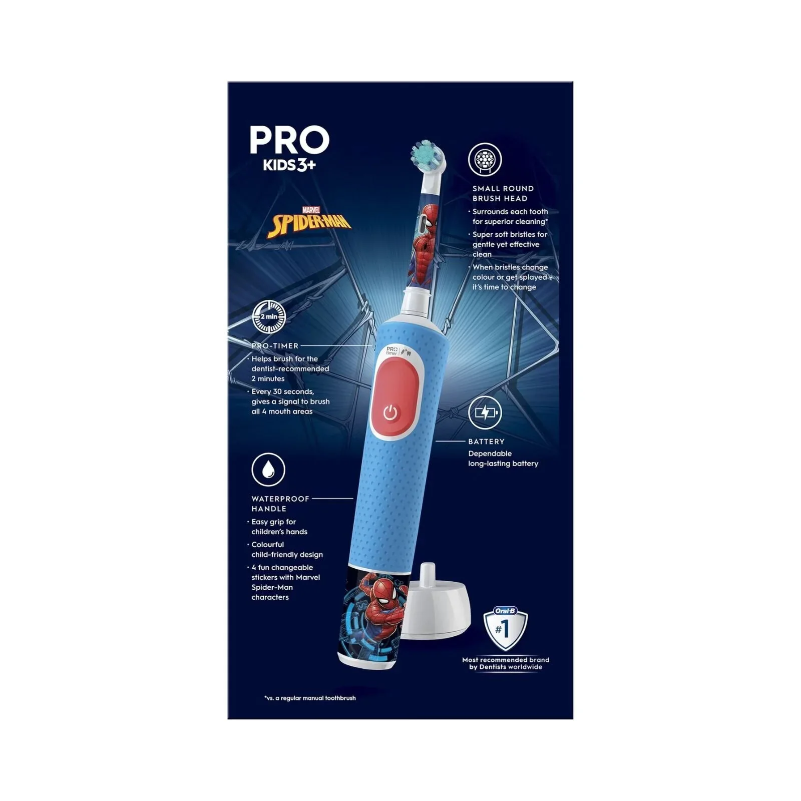 Oral-B Vitality Pro Kids Electric Toothbrush - Spider-Man - Image 11