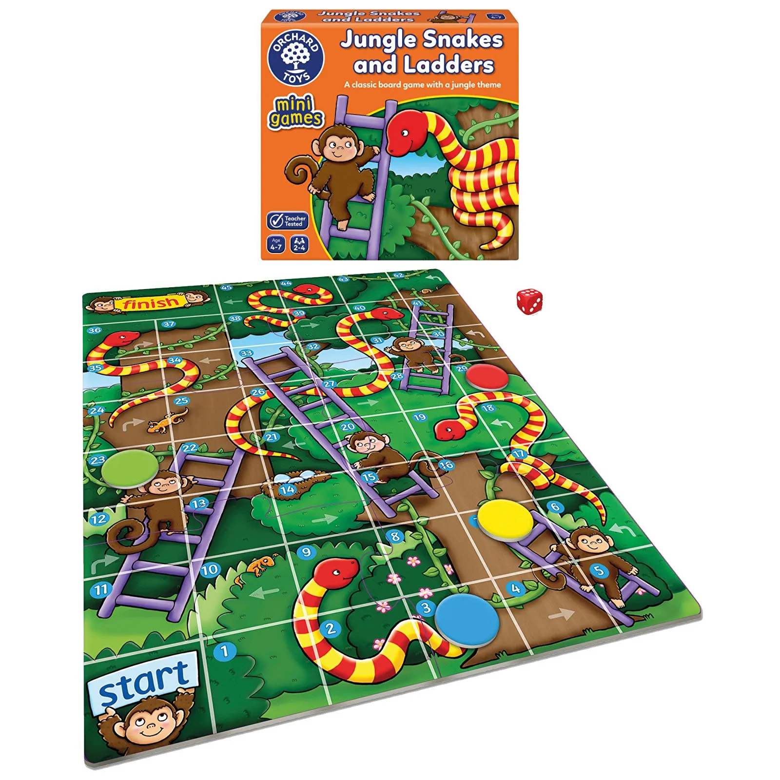 Orchard Toys Mini Games - Jungle Snakes & Ladders - Image 2
