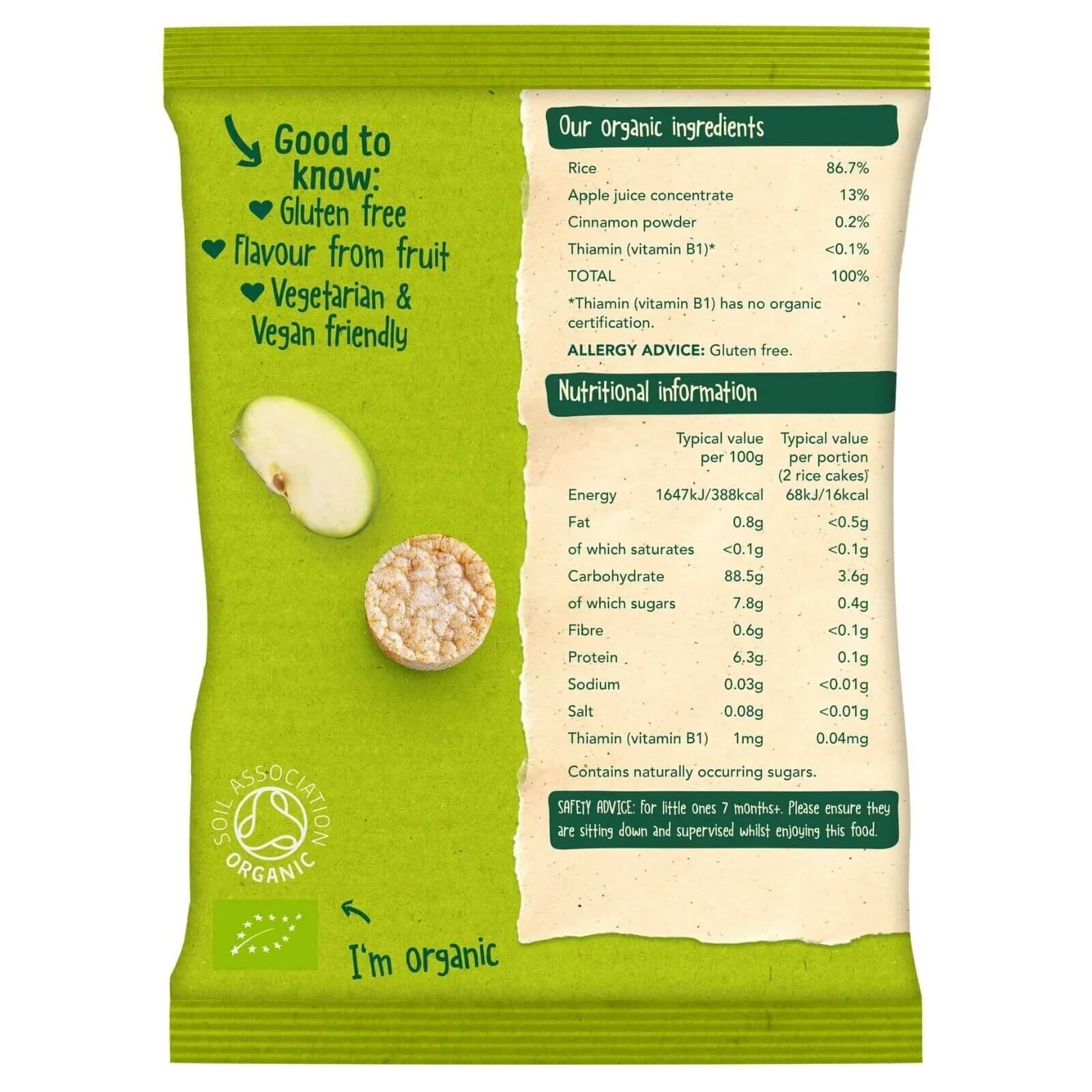 Organix Apple Rice Cake Clouds 7+ months 40g - Image 2
