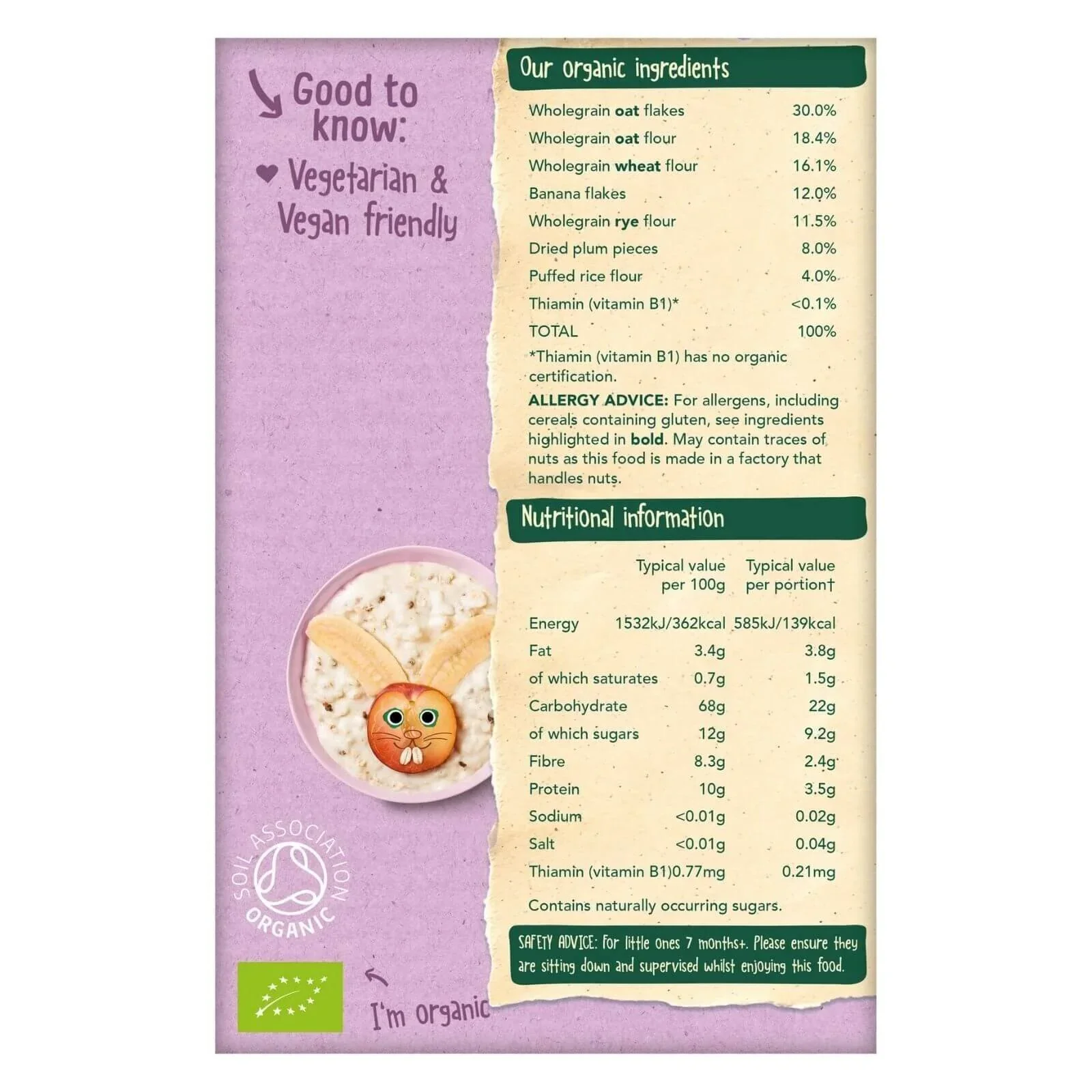 Organix Banana & Plum Porridge 7+ months 200g - Image 2