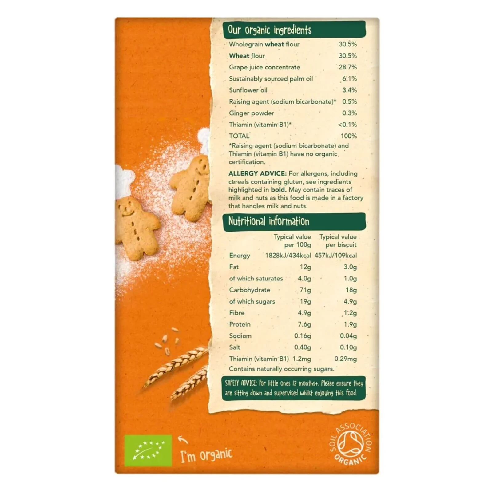 Organix Gingerbread Men Biscuits 12+ months 135g - Image 2
