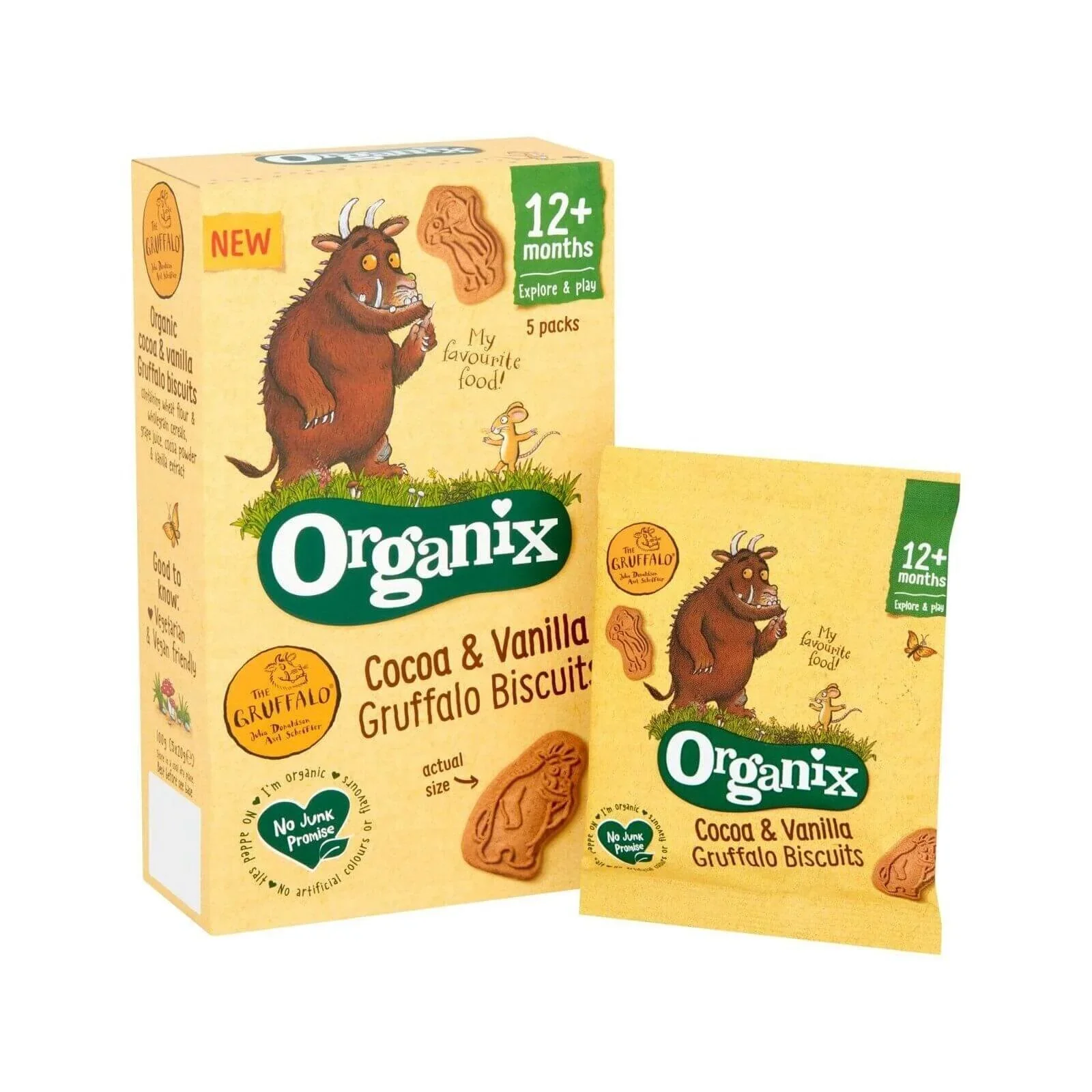 Organix Gruffalo Cocoa & Vanilla Biscuit 12+ months 100g (5x20g) - Image 2