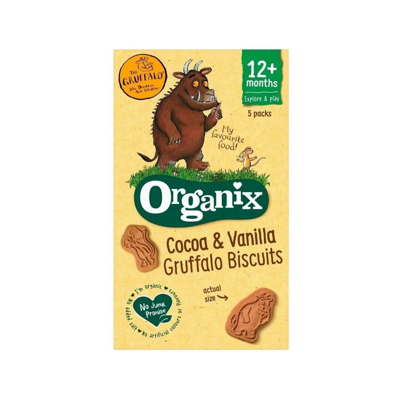 Organix Gruffalo Cocoa & Vanilla Biscuit 12+ months 100g (5x20g) - Image 3