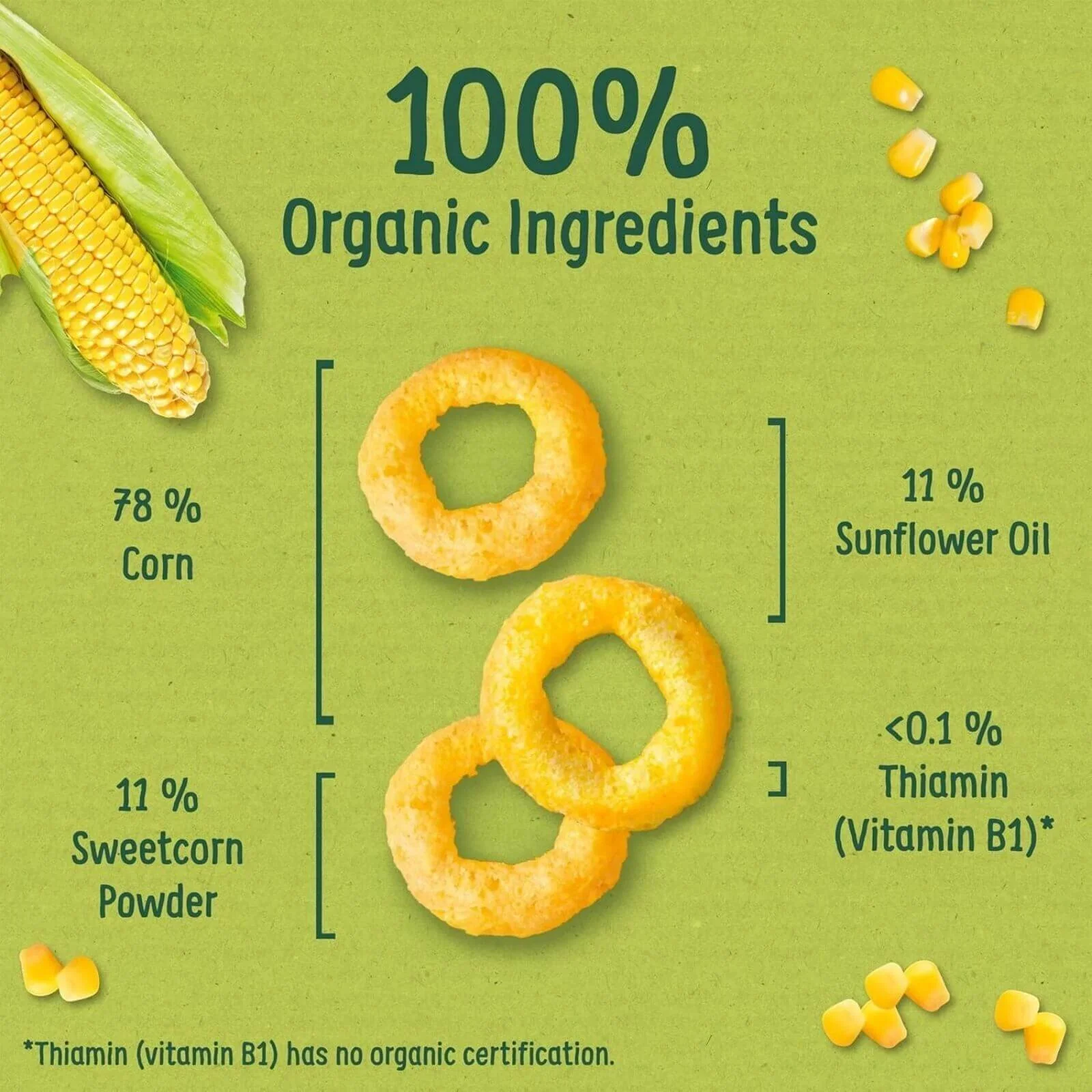 Organix Melty Sweetcorn Rings 6+ months 20g - Image 3