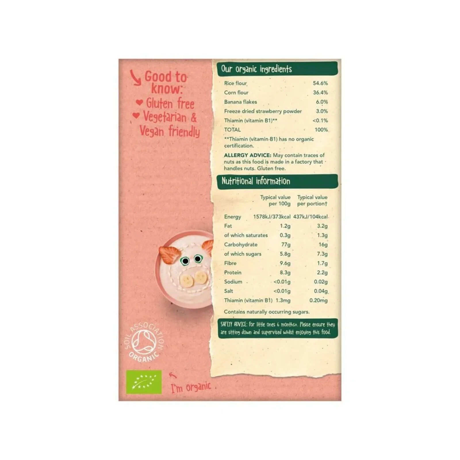 Organix Strawberry & Banana Porridge 6+ months 120g - Image 2