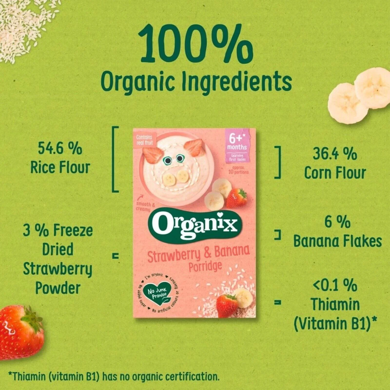 Organix Strawberry & Banana Porridge 6+ months 120g - Image 3