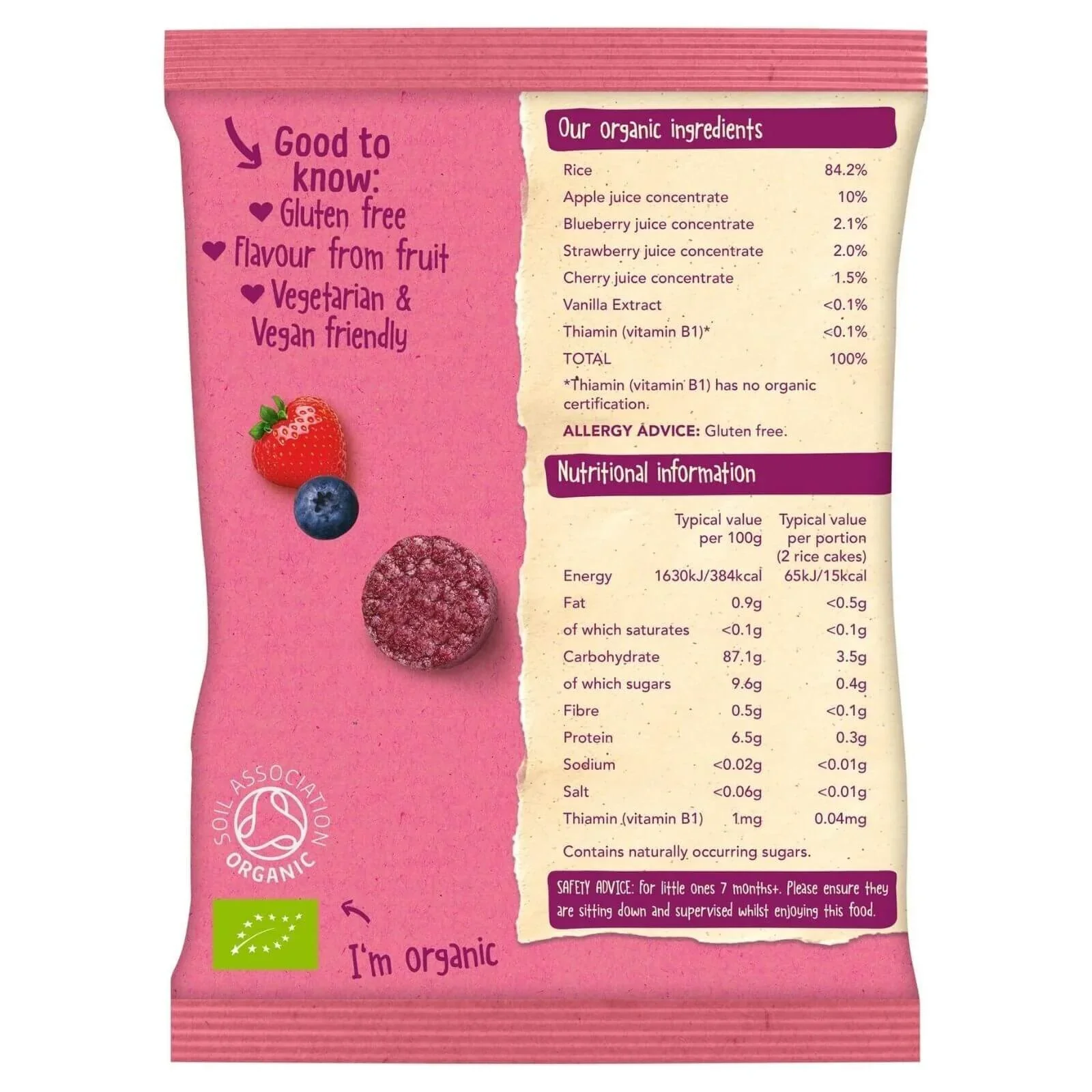 Organix Summer Fruits Rice Cake Clouds 7+ months 40g - Image 2