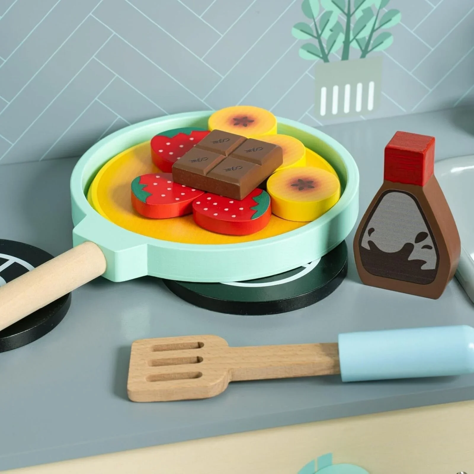 Owl & Fox Wooden Imagination Kitchen Pancake Set - Image 3