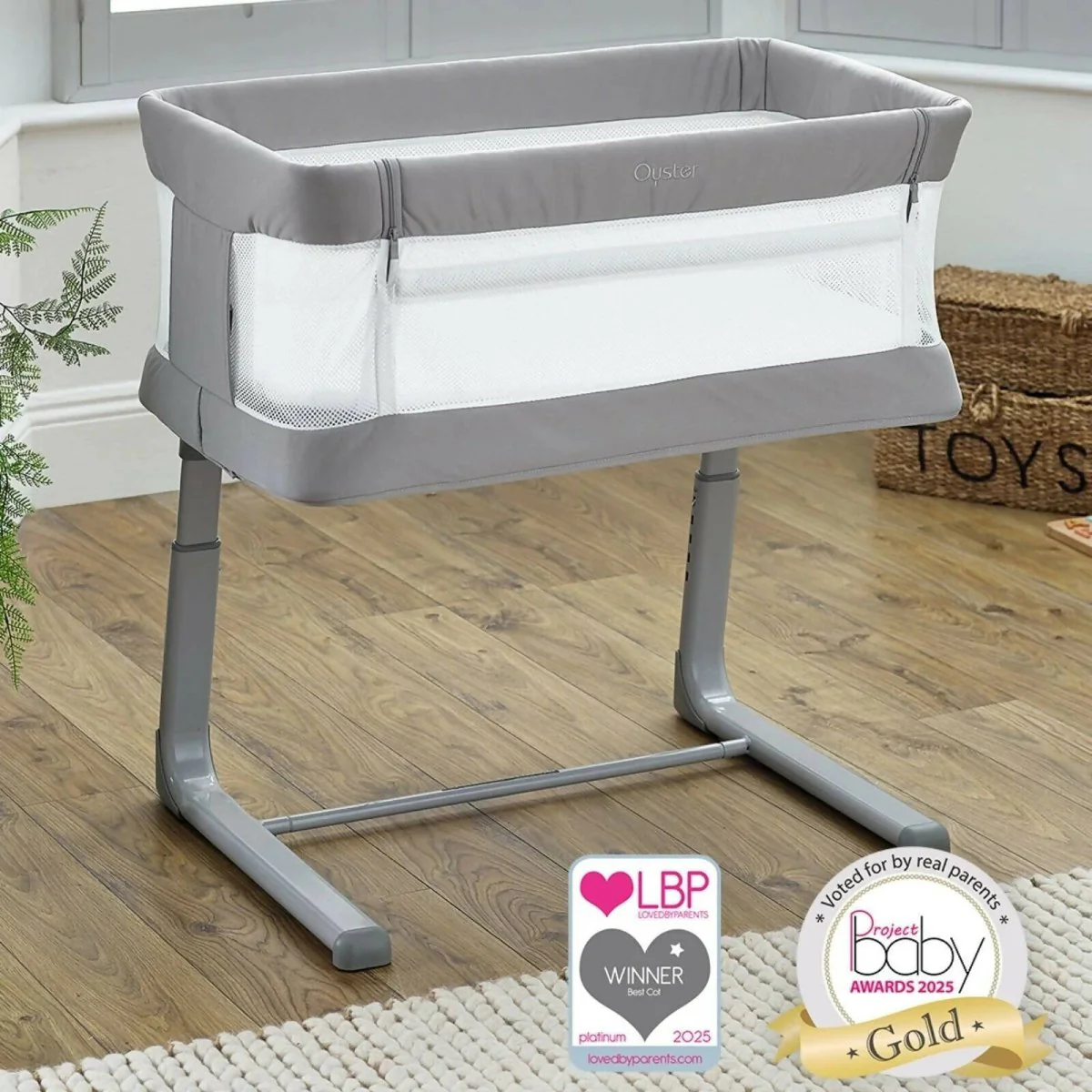 Oyster Wiggle Crib Co-Sleeper - Carbonite - Image 10
