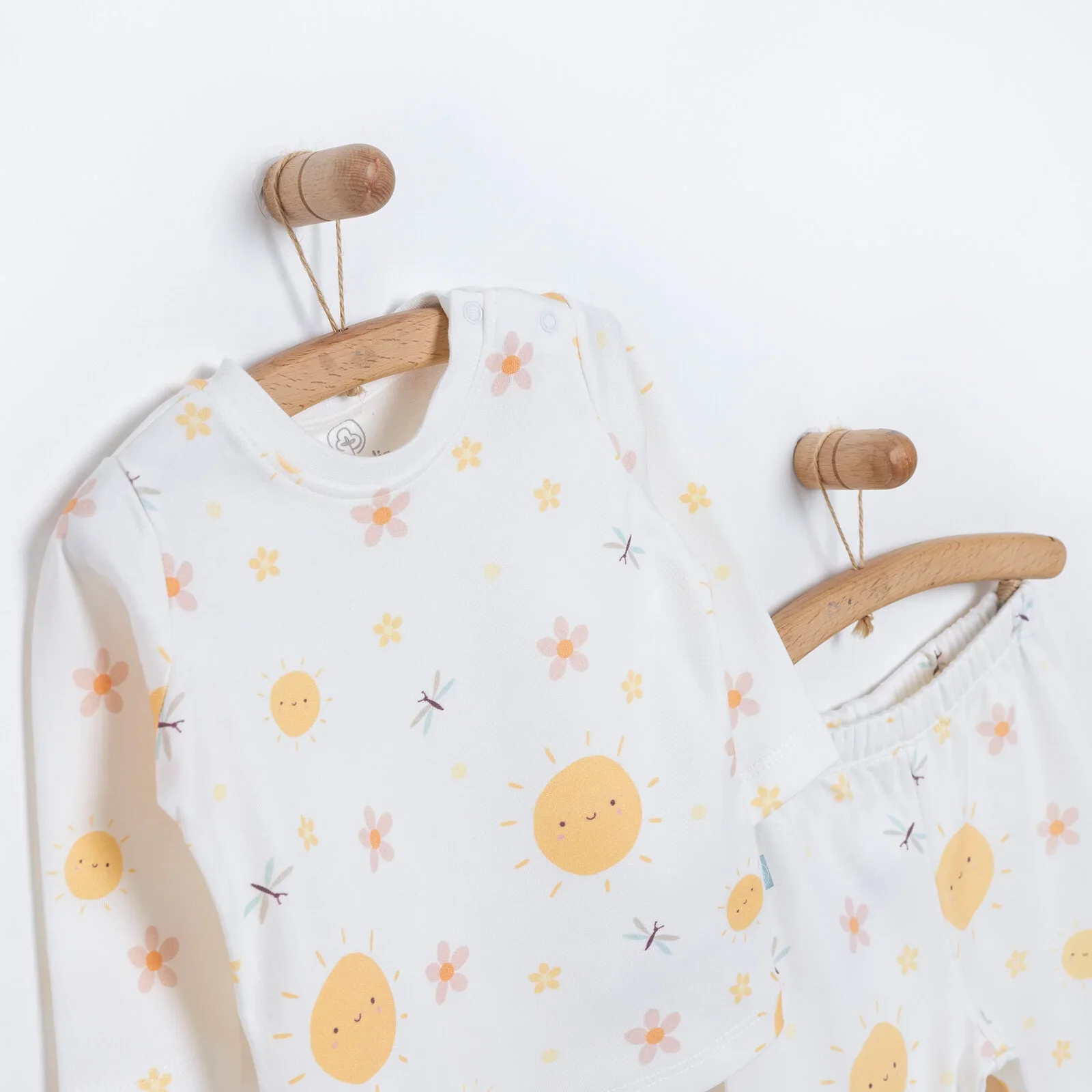 Pambuliq Baby Girl Long Sleeve Pyjamas Set - Light Yellow - Image 3
