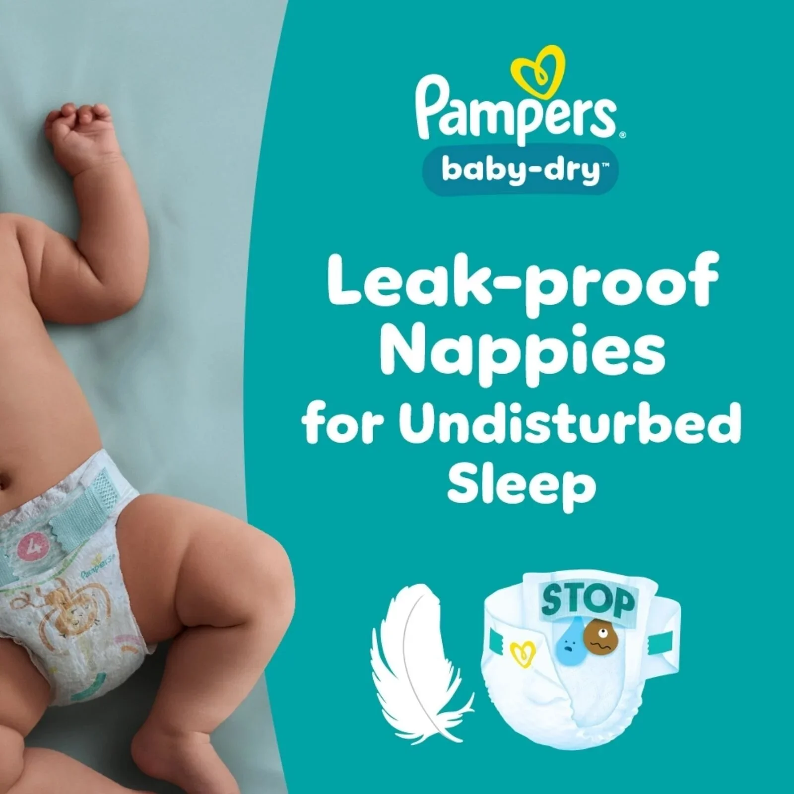 Pampers Baby Dry Size 3 Jumbo Pack - 98 nappies - Image 7
