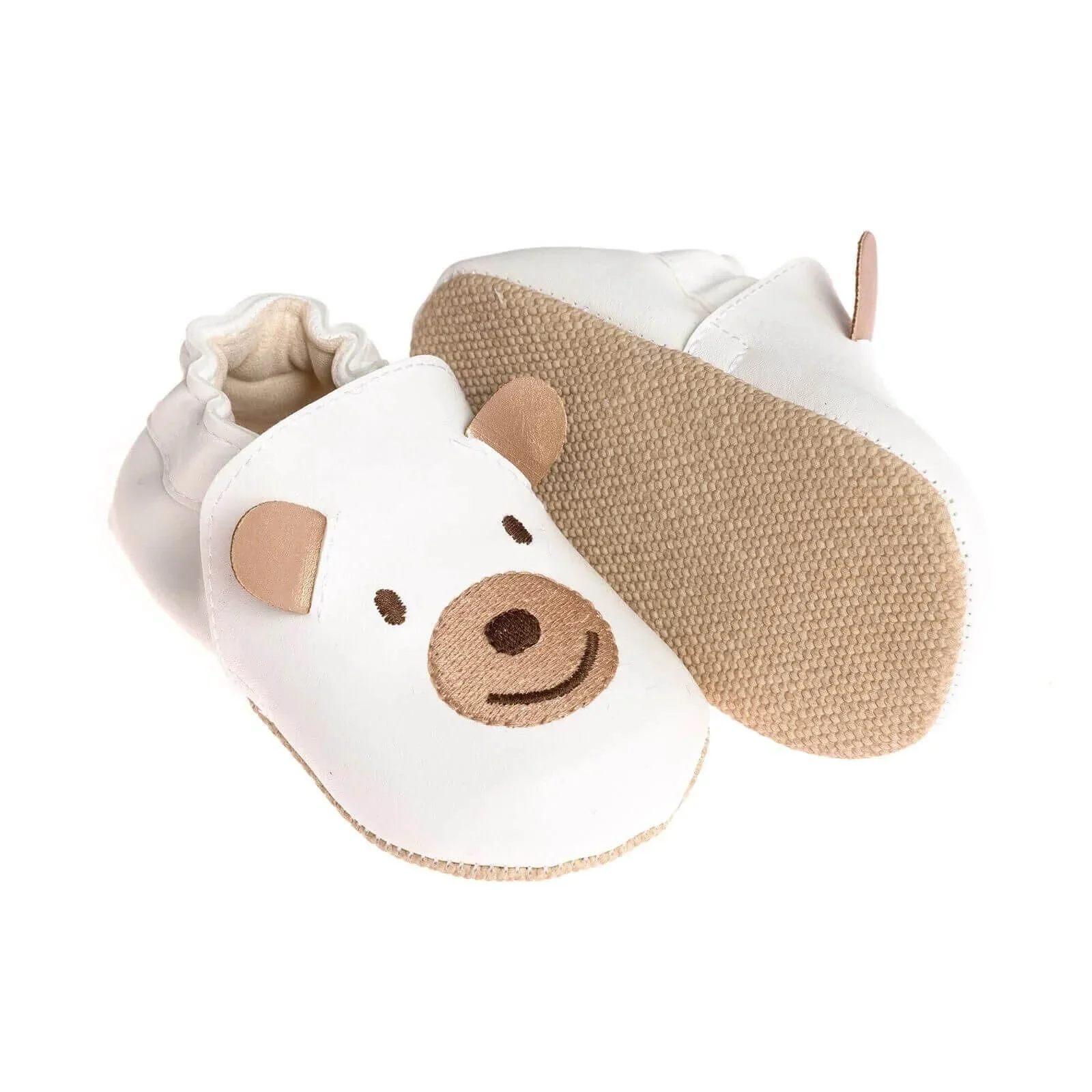 Papulin Unisex Bear Patterned Booties - White - Image 2