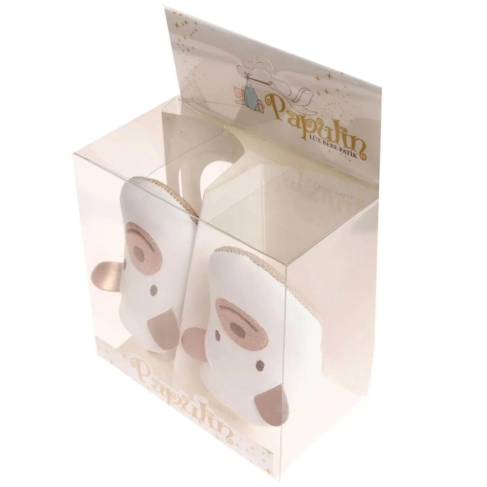 Papulin Unisex Bear Patterned Booties - White - Image 8